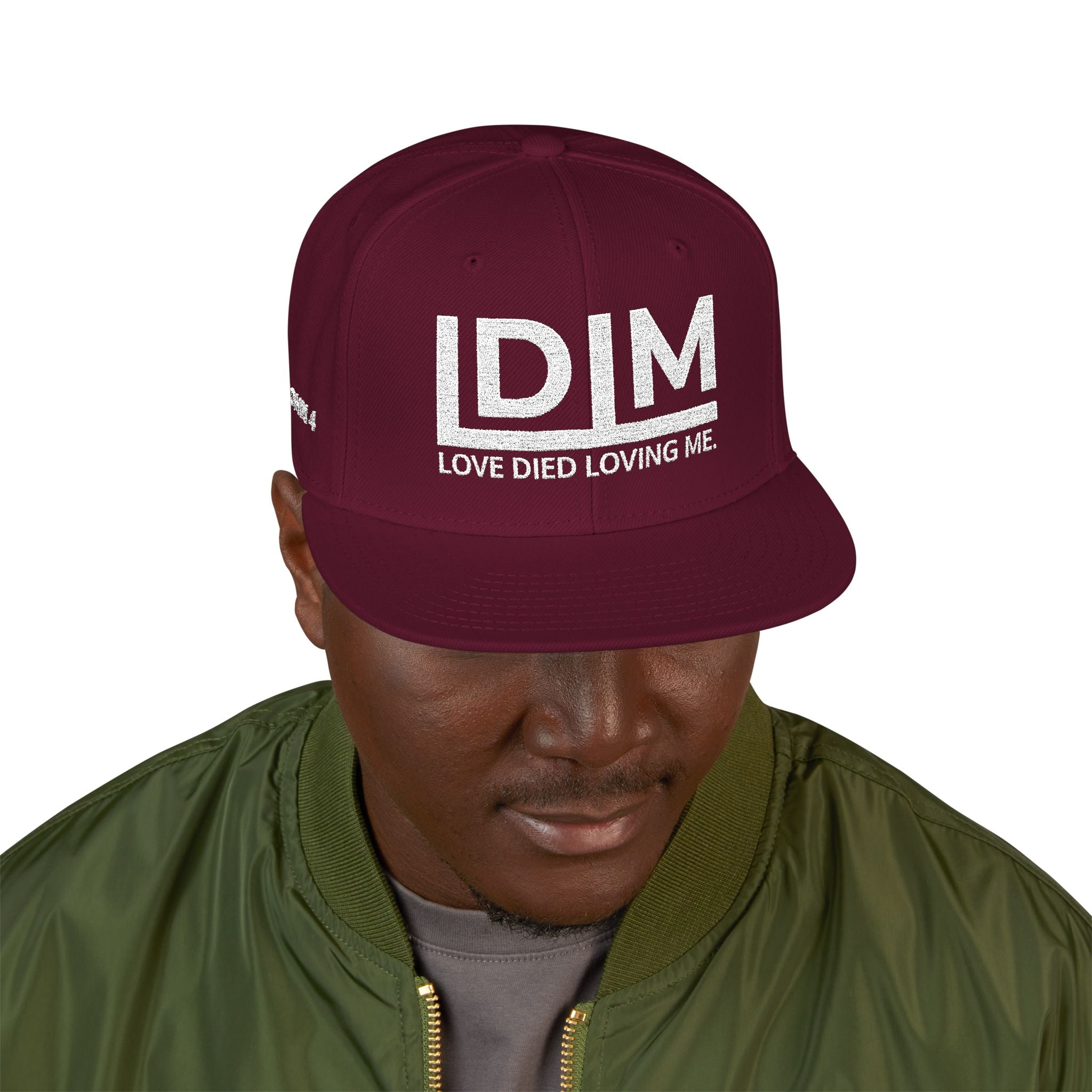 Love Died Loving Me - Embroidered Snapback Cap (White Logo)