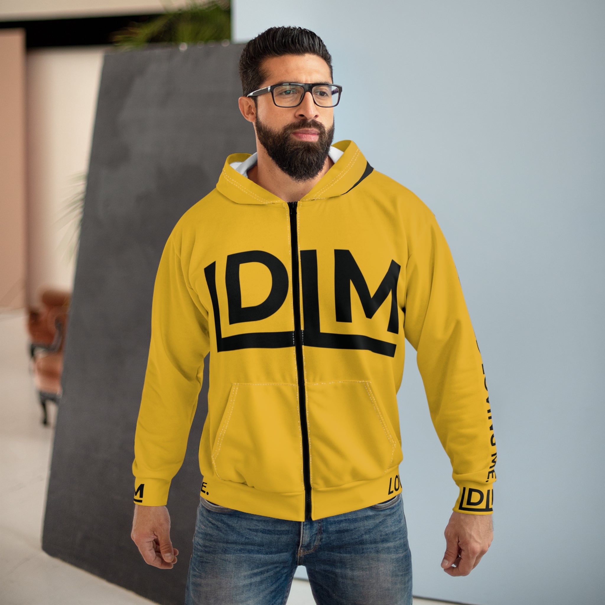 Love Died Loving Me - Unisex Horiz Logo Zip Jacket (Gold/Black)