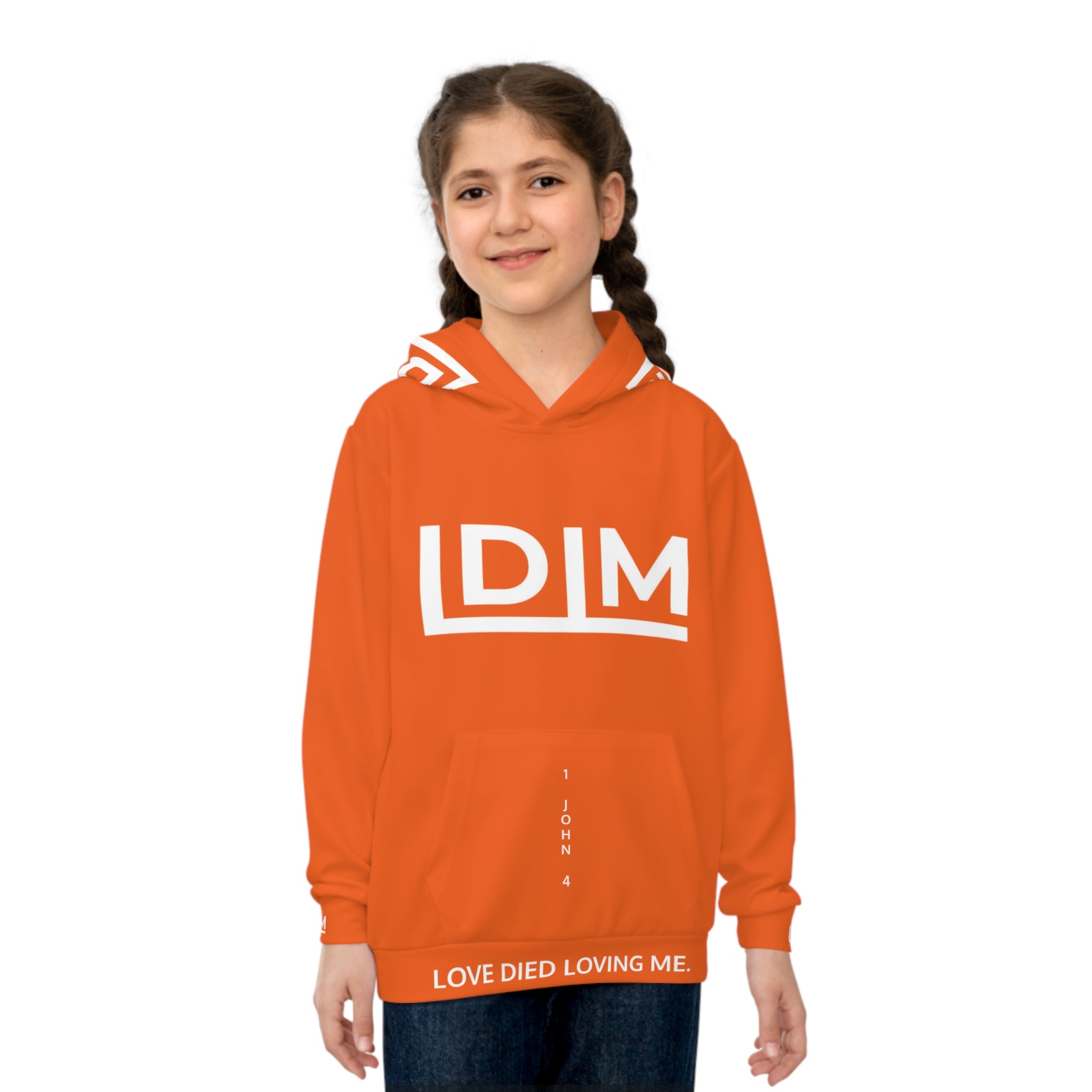 Love Died Loving Me - Kids Hoodie (Orange/White)