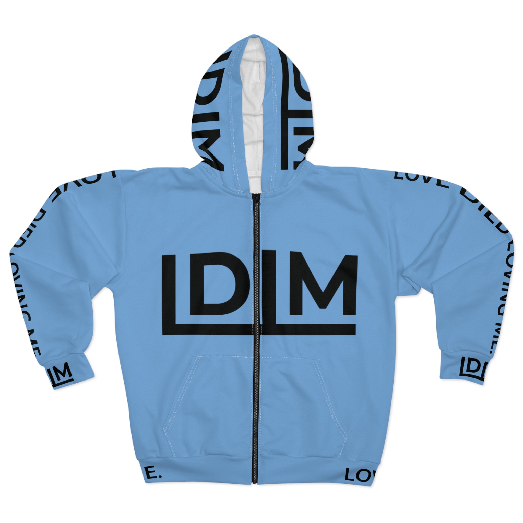 Love Died Loving Me - Unisex Horiz Logo Zip Jacket (Baby Blue/Black)