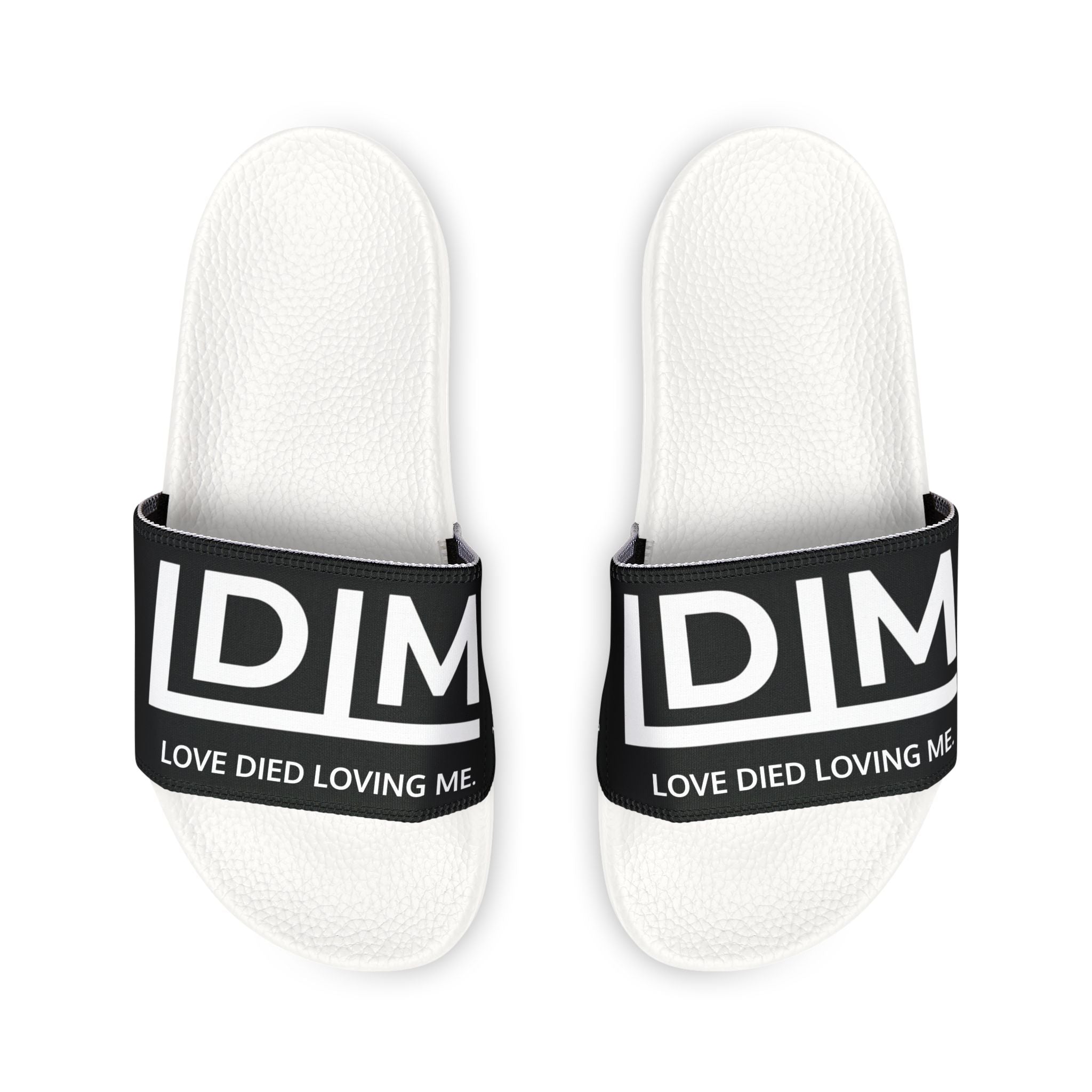 Love Died Loving Me - Men's Removable-Strap Slides (Black)