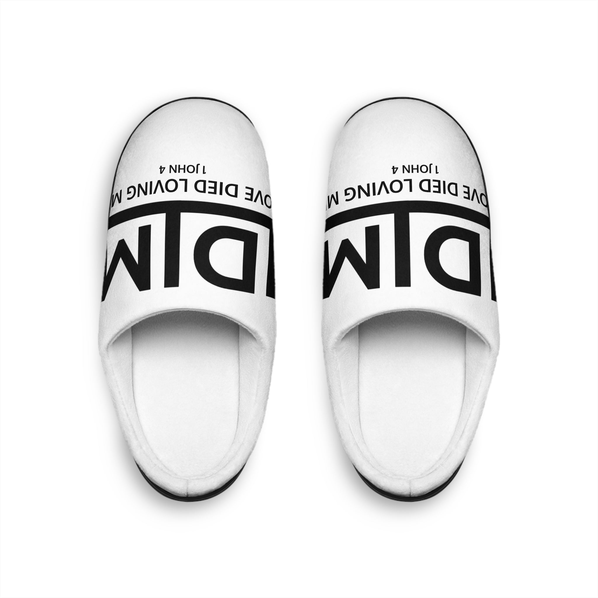 Love Died Loving Me - Women's House Slippers (White/Horiz Logo)