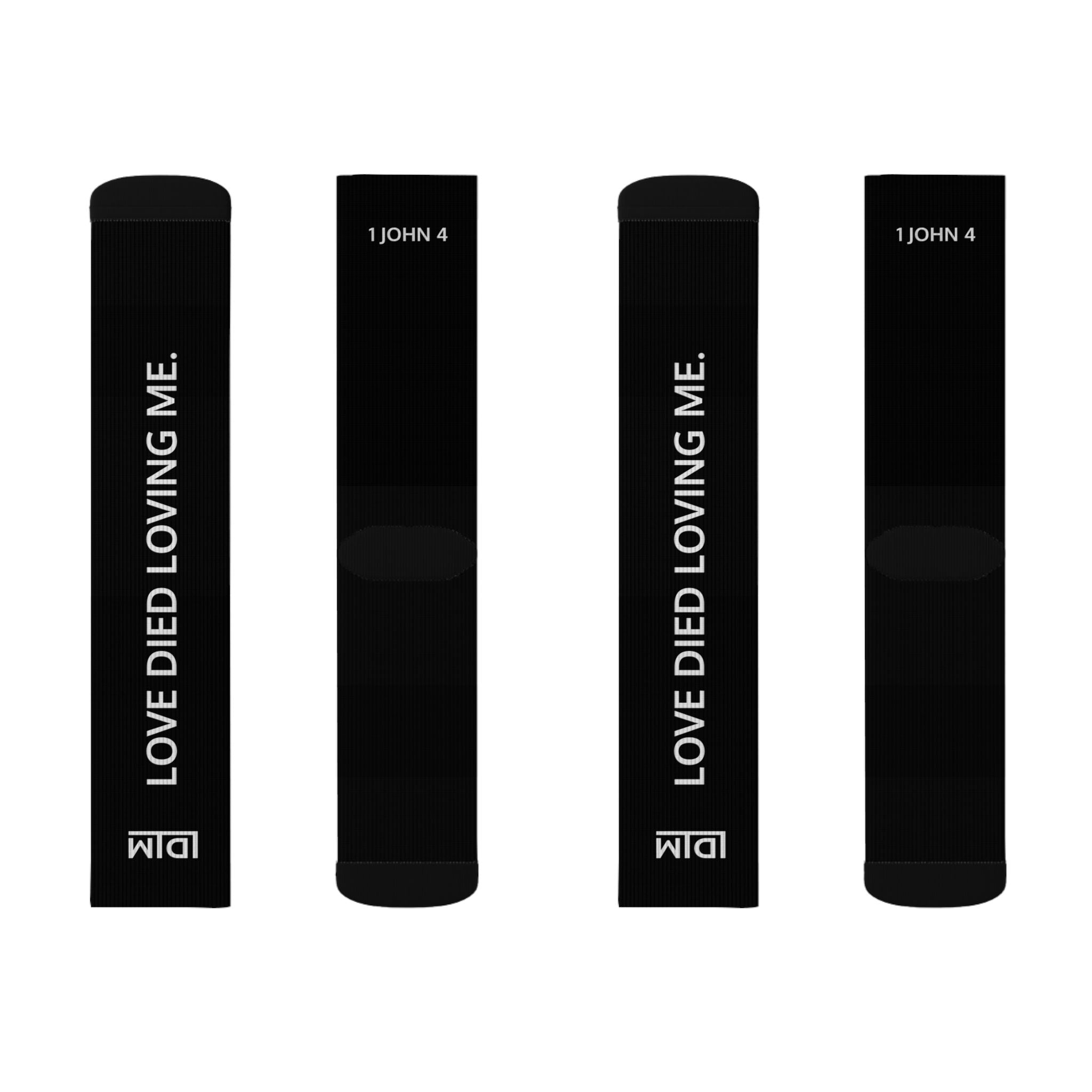 Love Died Loving Me - Sublimation Crew Socks (Black)