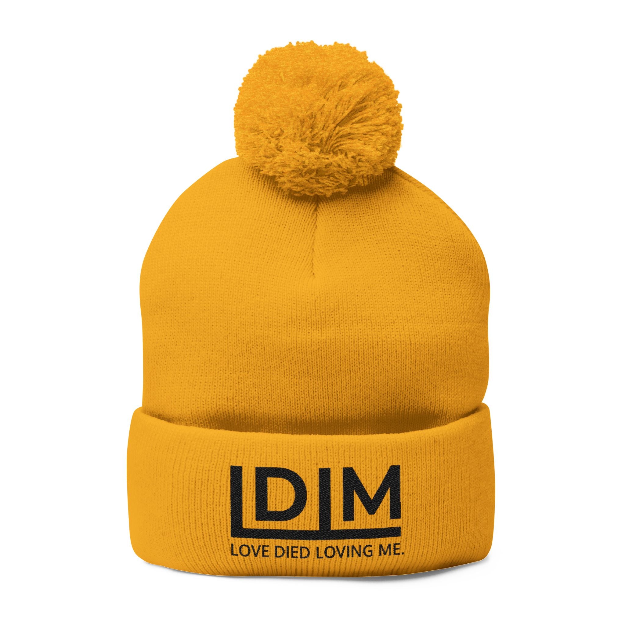 Love Died Loving Me - Embroidered Pom-Pom Beanie (Black Logo)
