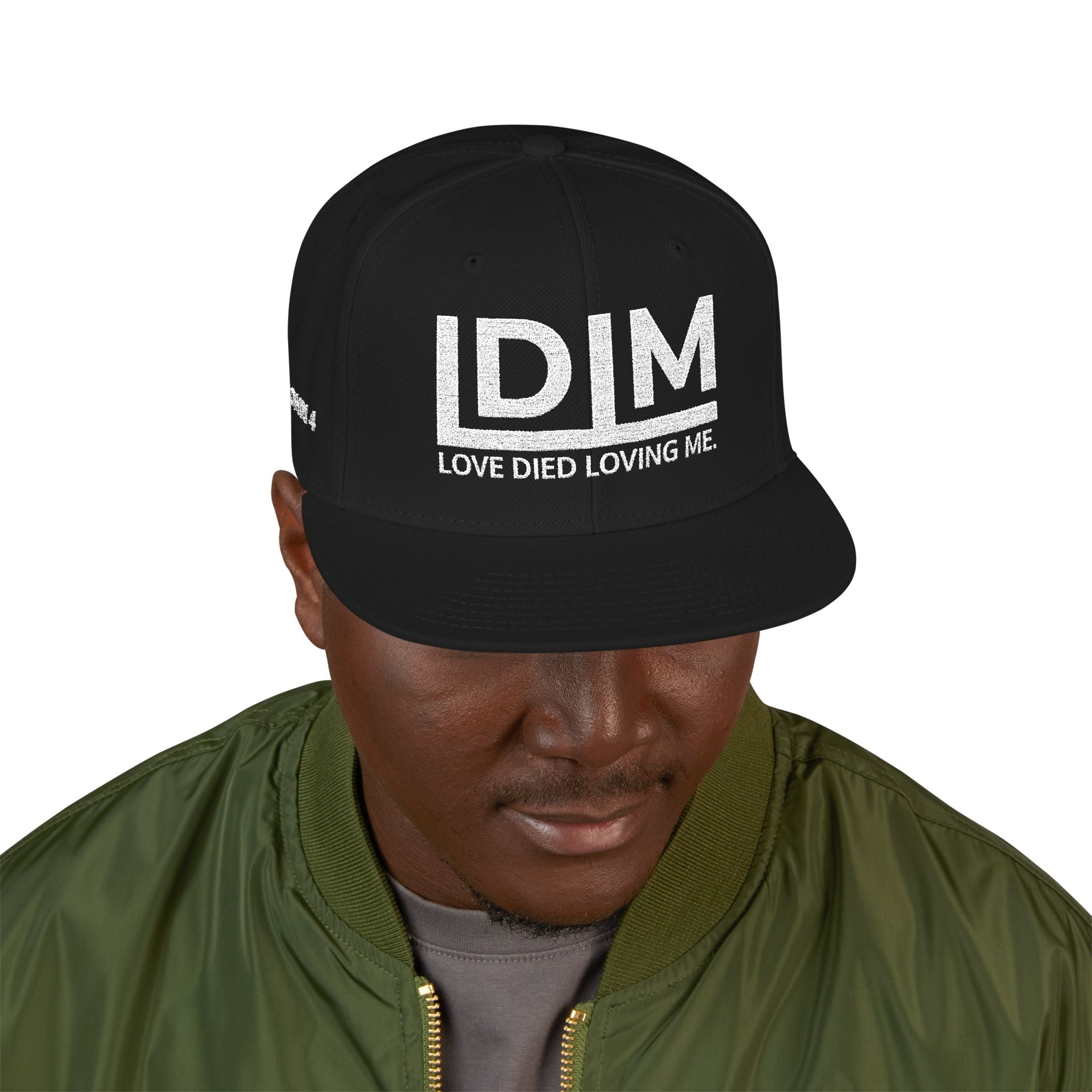 Love Died Loving Me - Embroidered Snapback Cap (White Logo)