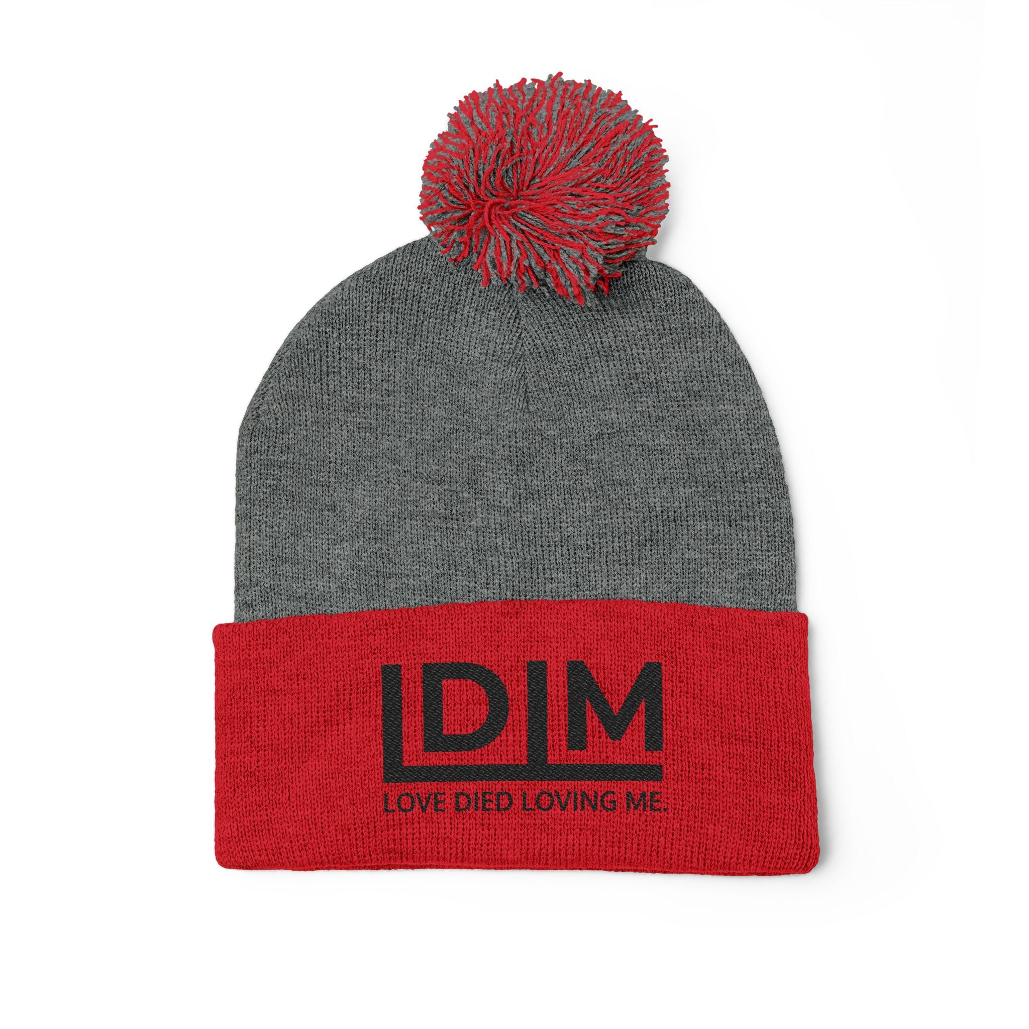 Love Died Loving Me - Embroidered Pom-Pom Beanie (Black Logo)