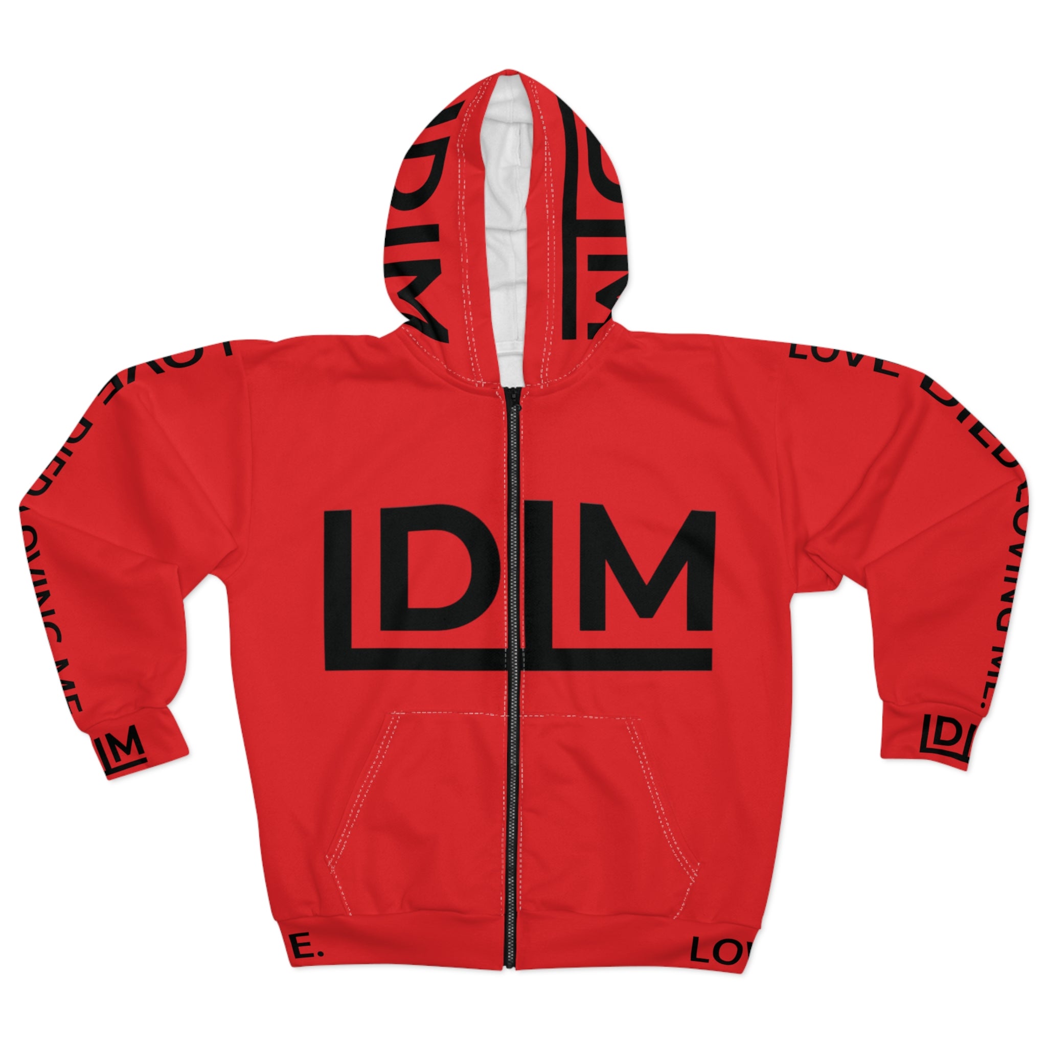 Love Died Loving Me - Unisex Horiz Logo Zip Jacket (Red/Black)