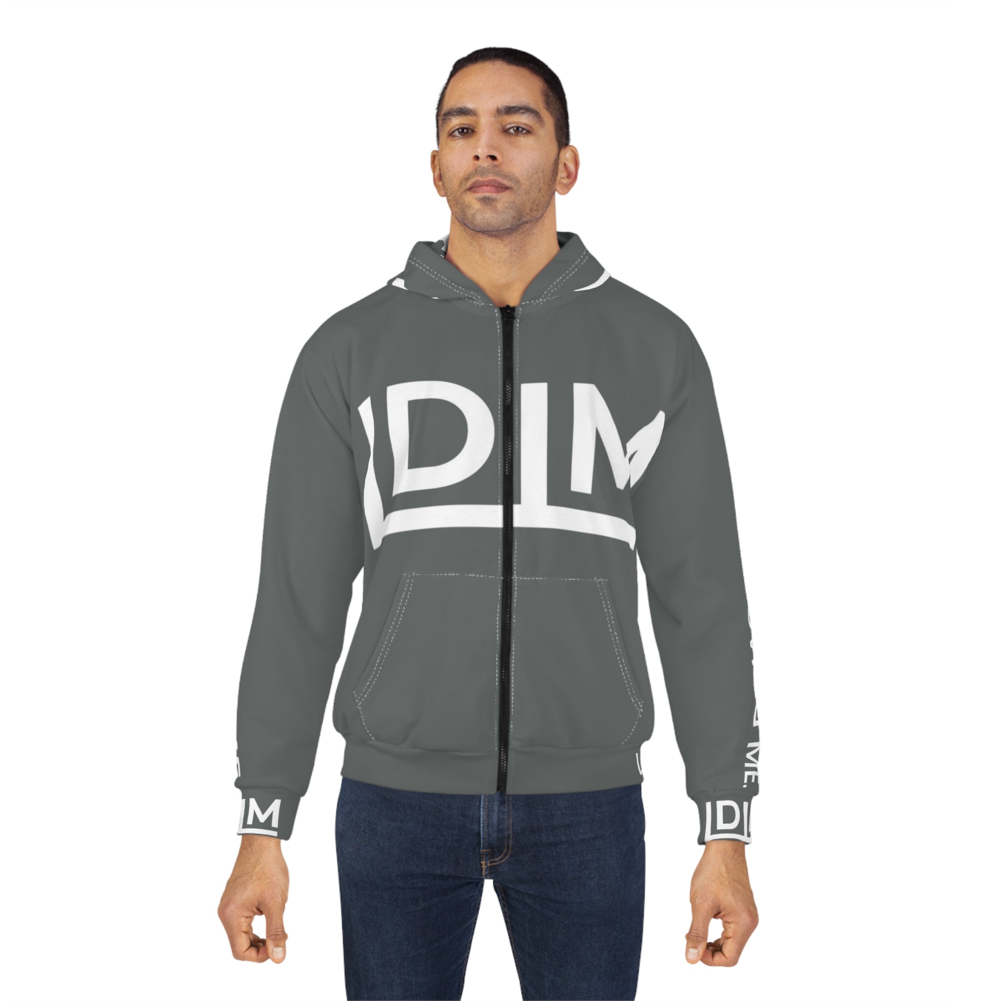 Love Died Loving Me - Unisex Horiz Logo Zip Jacket (Grey/White)