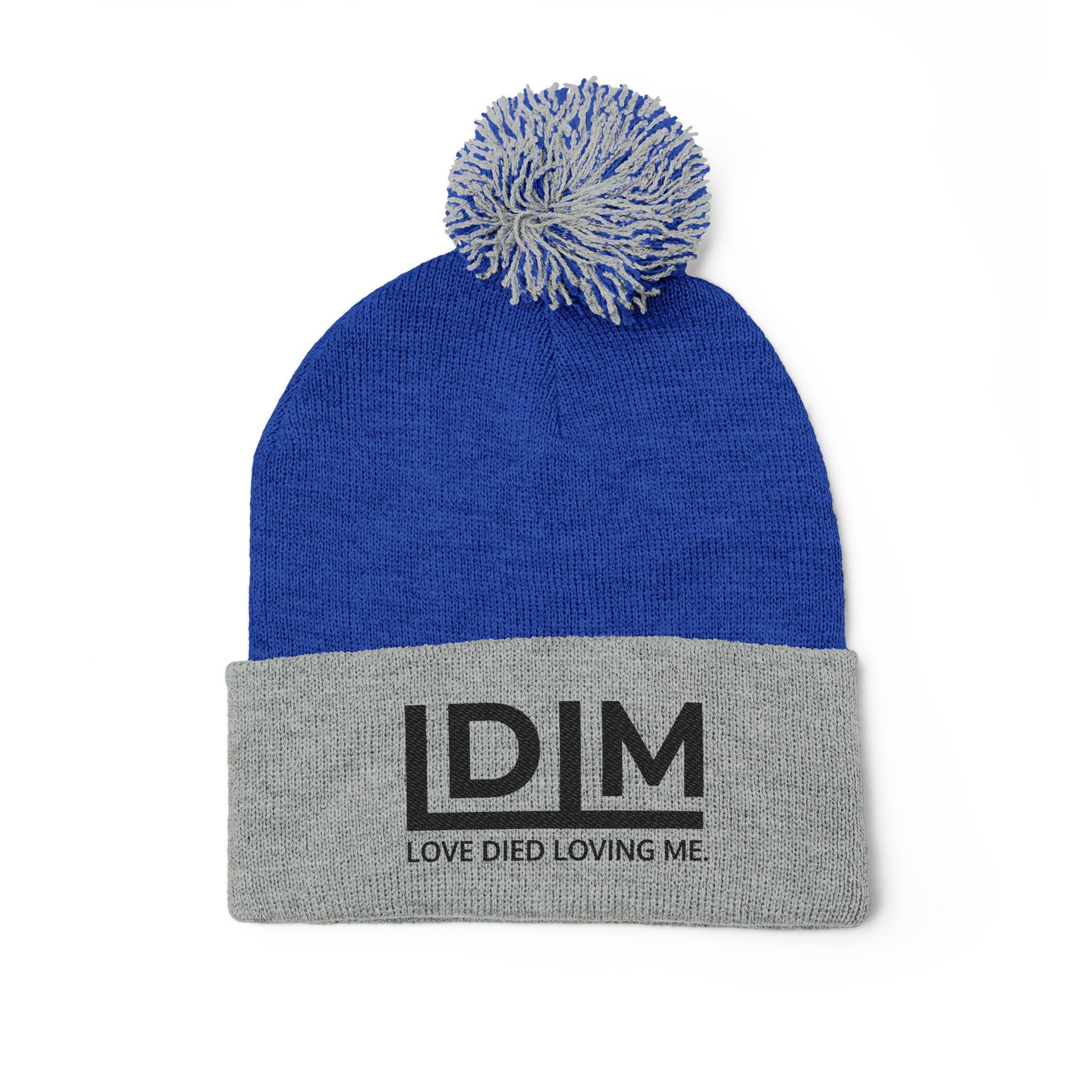 Love Died Loving Me - Embroidered Pom-Pom Beanie (Black Logo)