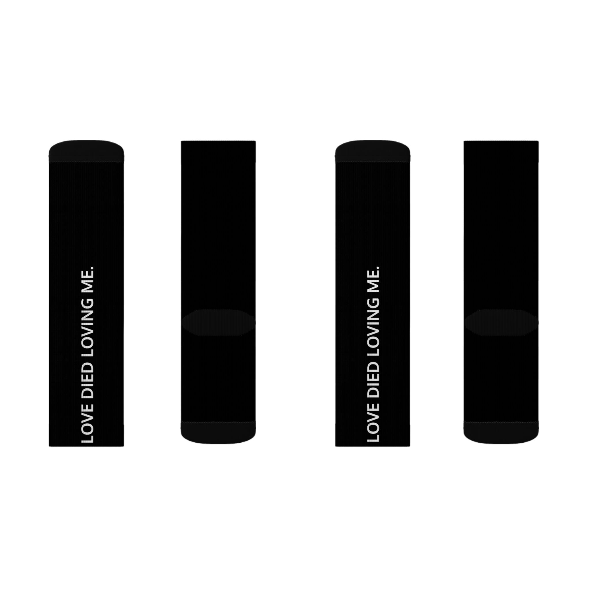 Love Died Loving Me - Sublimation Crew Socks (Black)