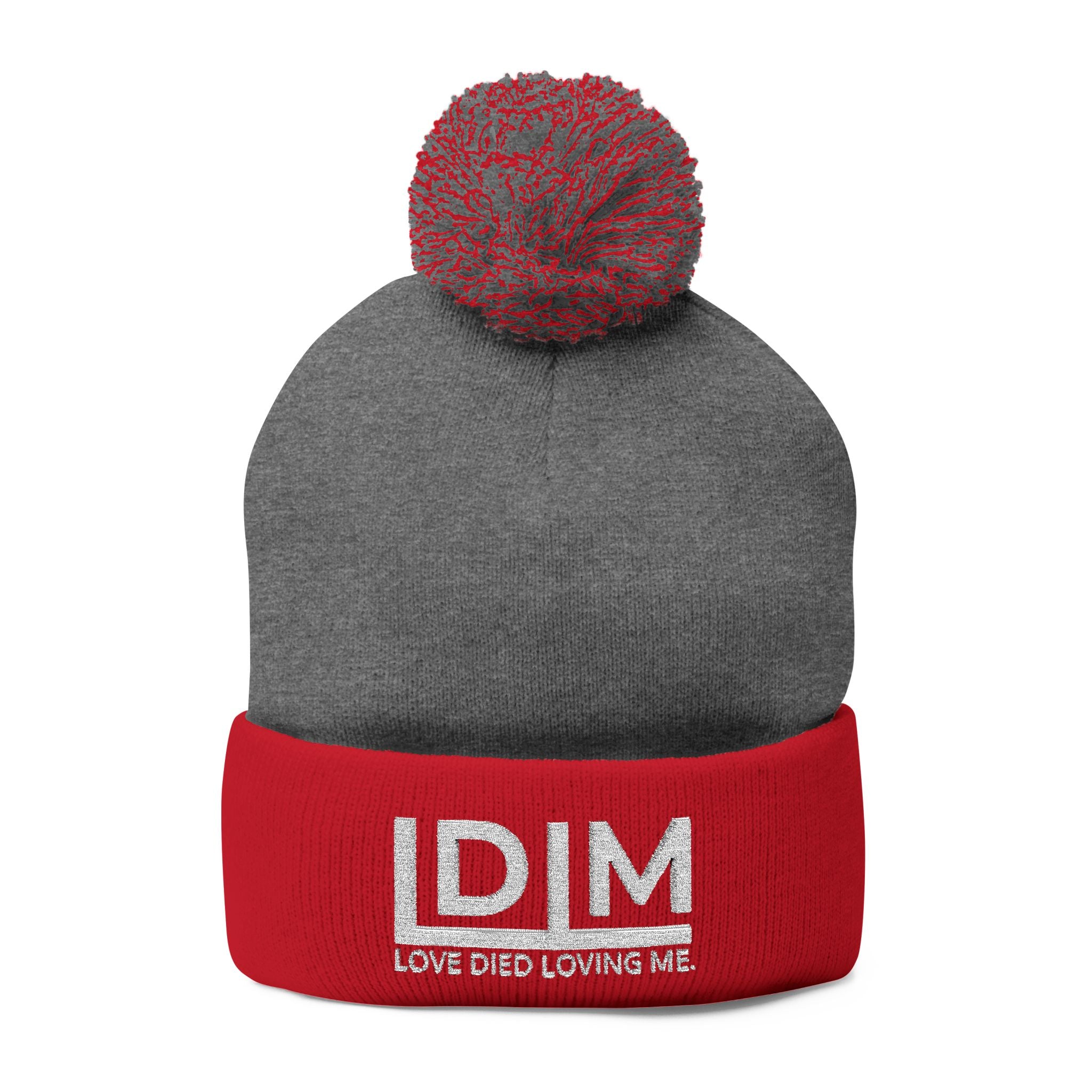 Love Died Loving Me - Embroidered Pom-Pom Beanie (White Logo)
