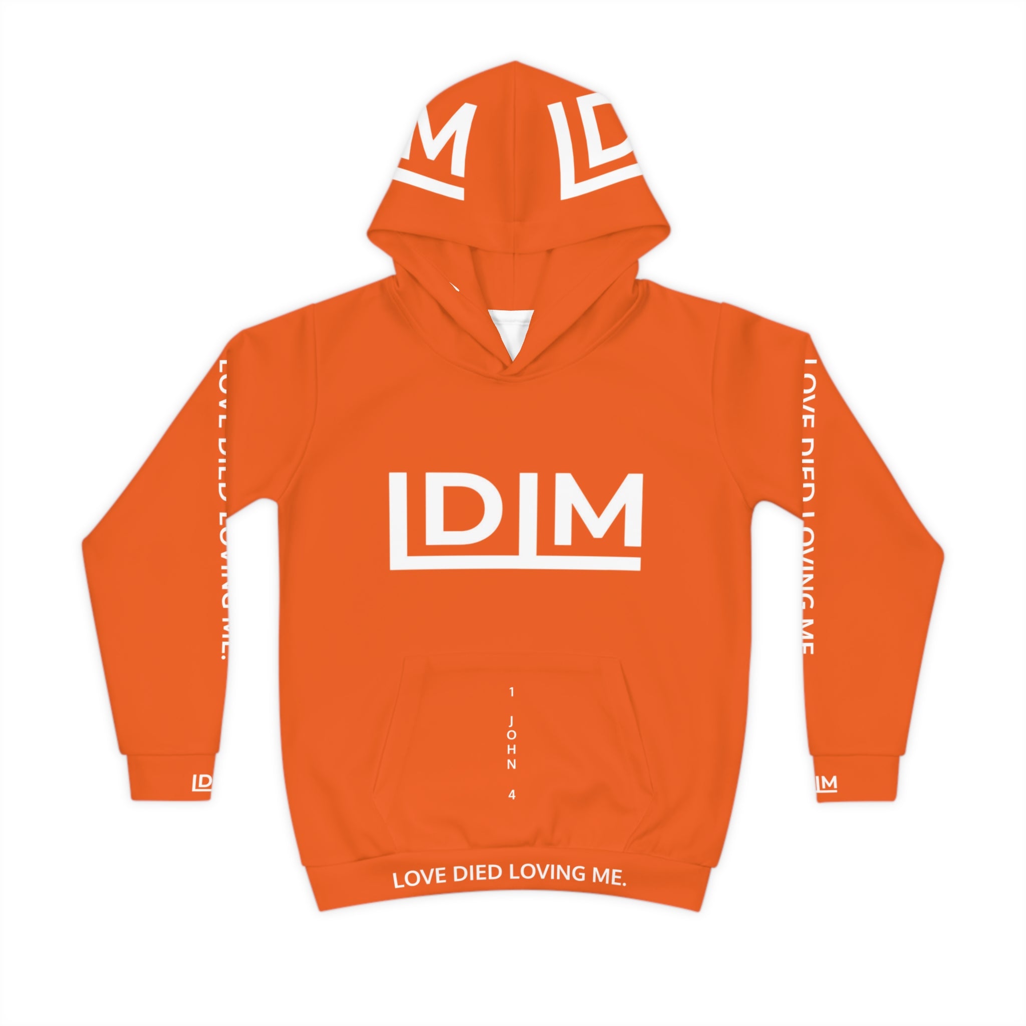 Love Died Loving Me - Kids Hoodie (Orange/White)