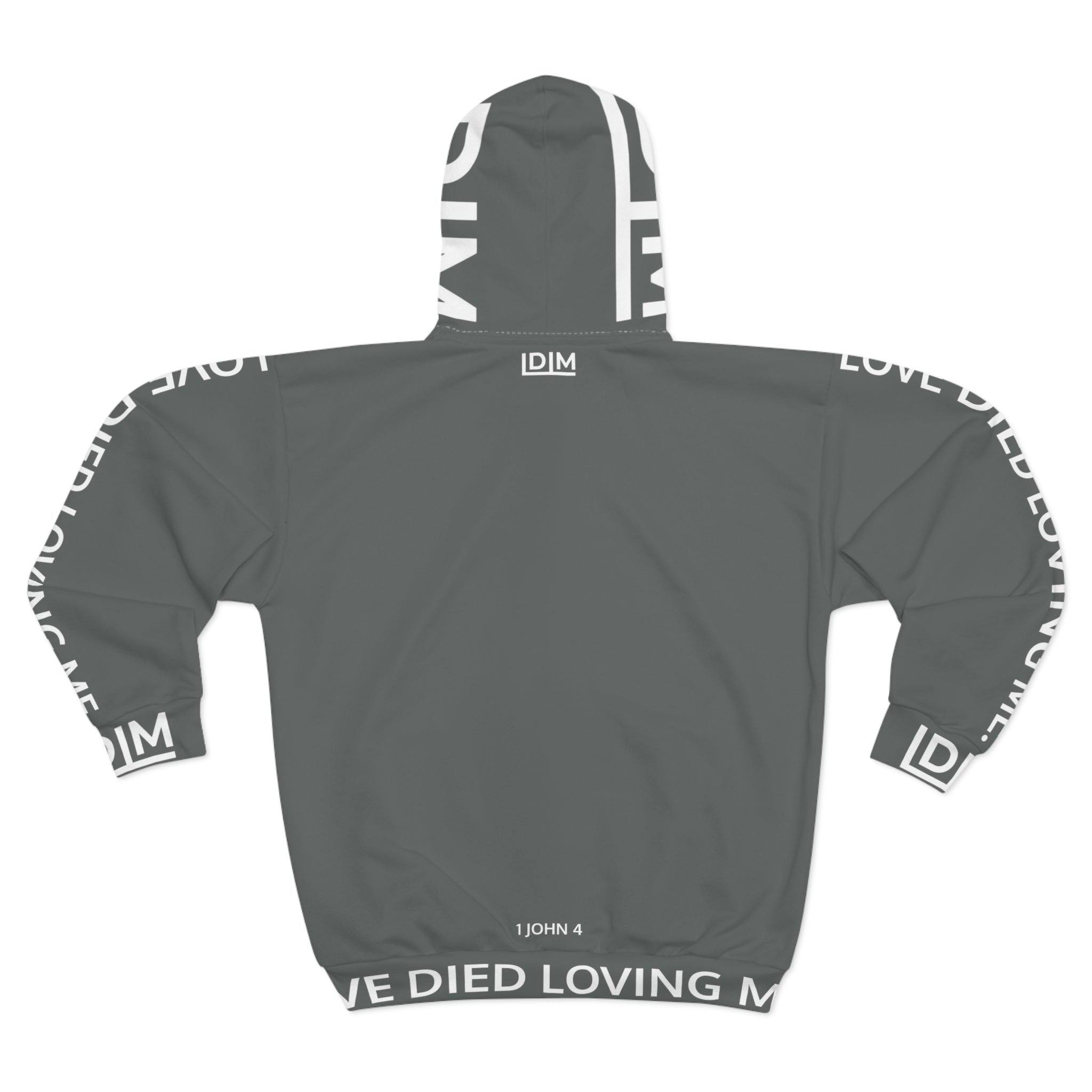 Love Died Loving Me - Unisex Horiz Logo Zip Jacket (Grey/White)