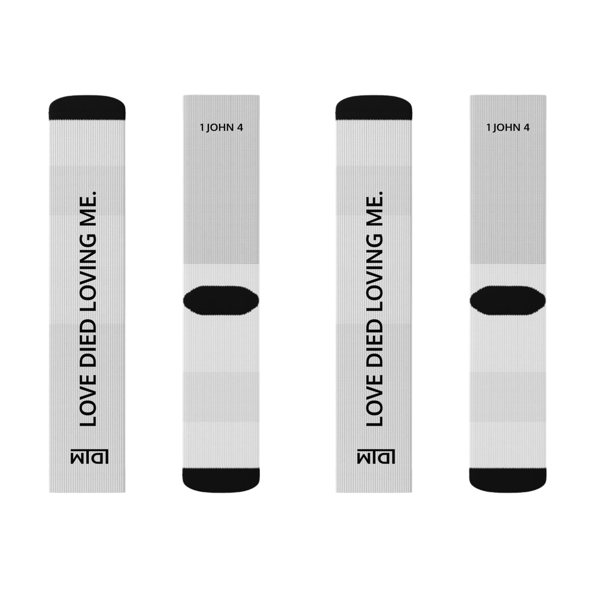 Love Died Loving Me - Sublimation Crew Socks (White)