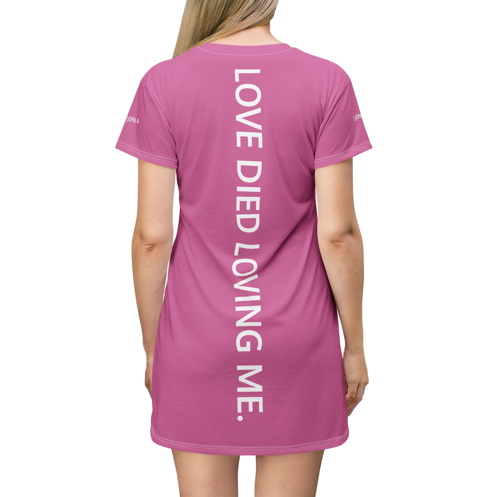 Love Died Loving Me - T-Shirt Dress (Salmon Pink)