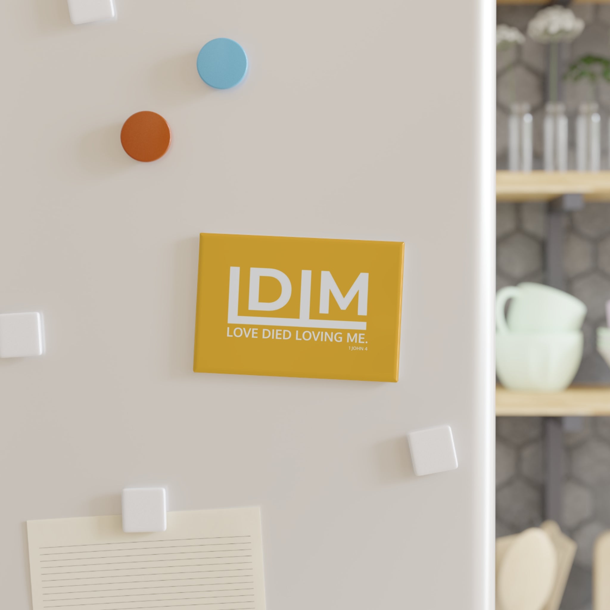 Love Died Loving Me - Fridge Magnet (Yellow/White)