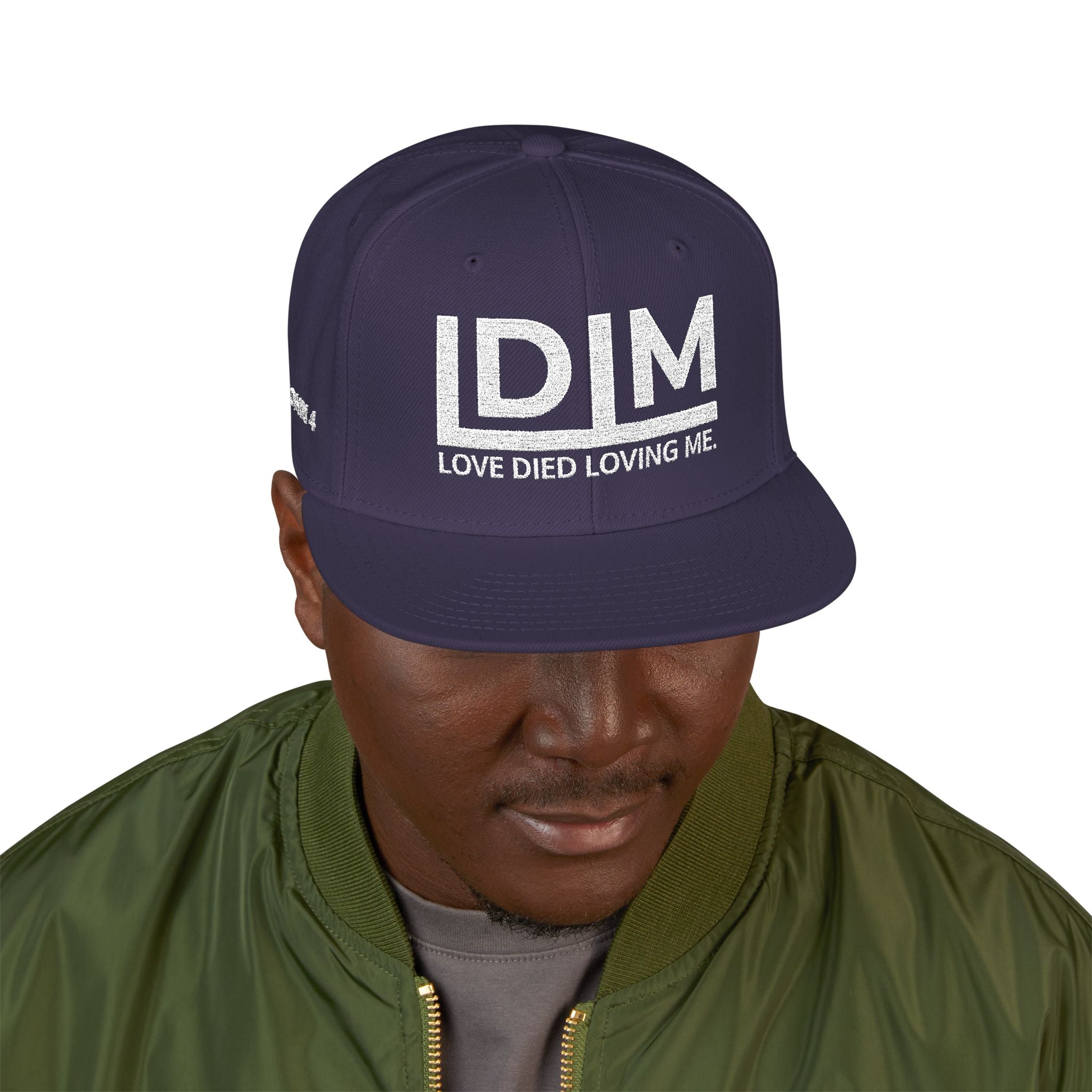 Love Died Loving Me - Embroidered Snapback Cap (White Logo)