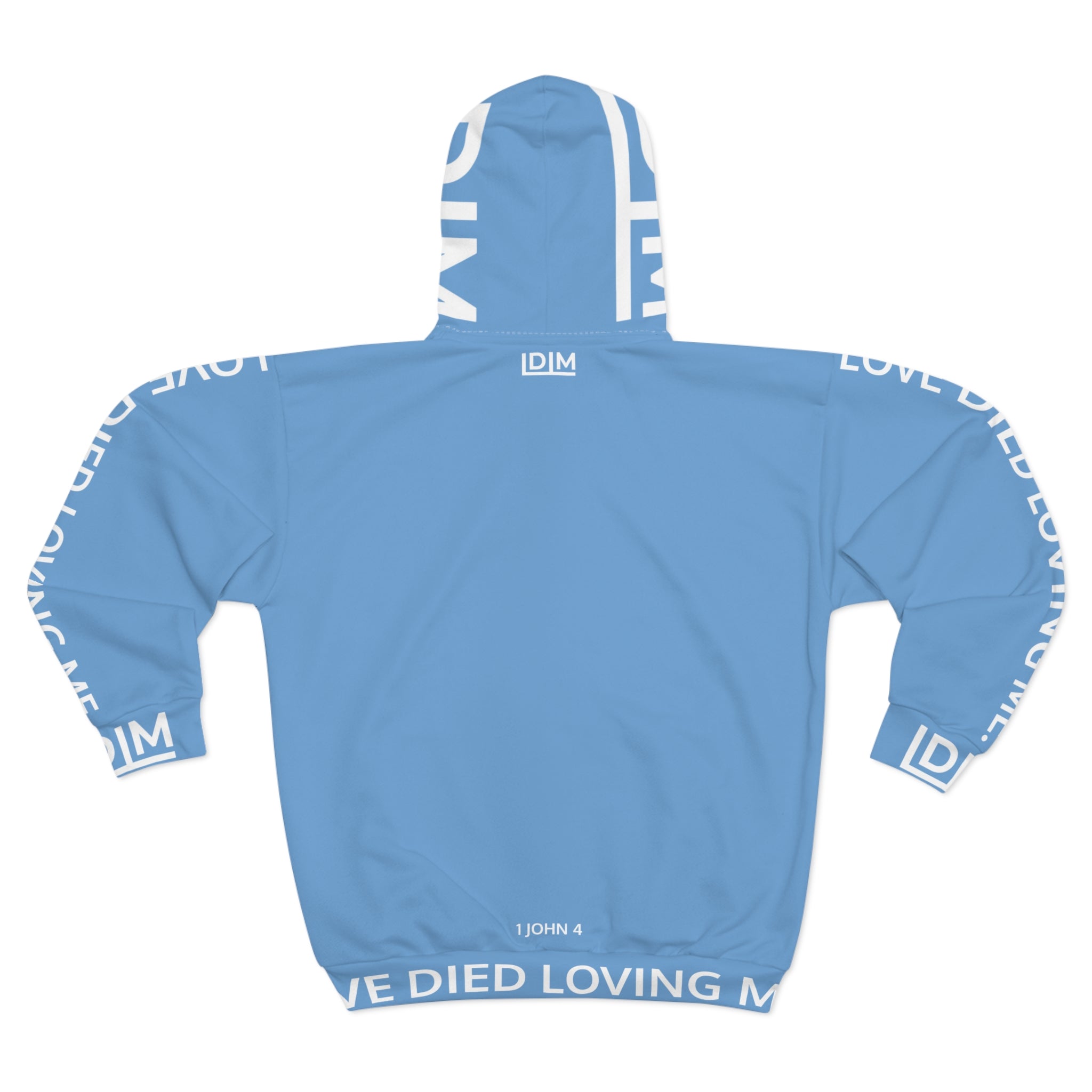 Love Died Loving Me - Unisex Horiz Logo Zip Jacket (Baby Blue/White)