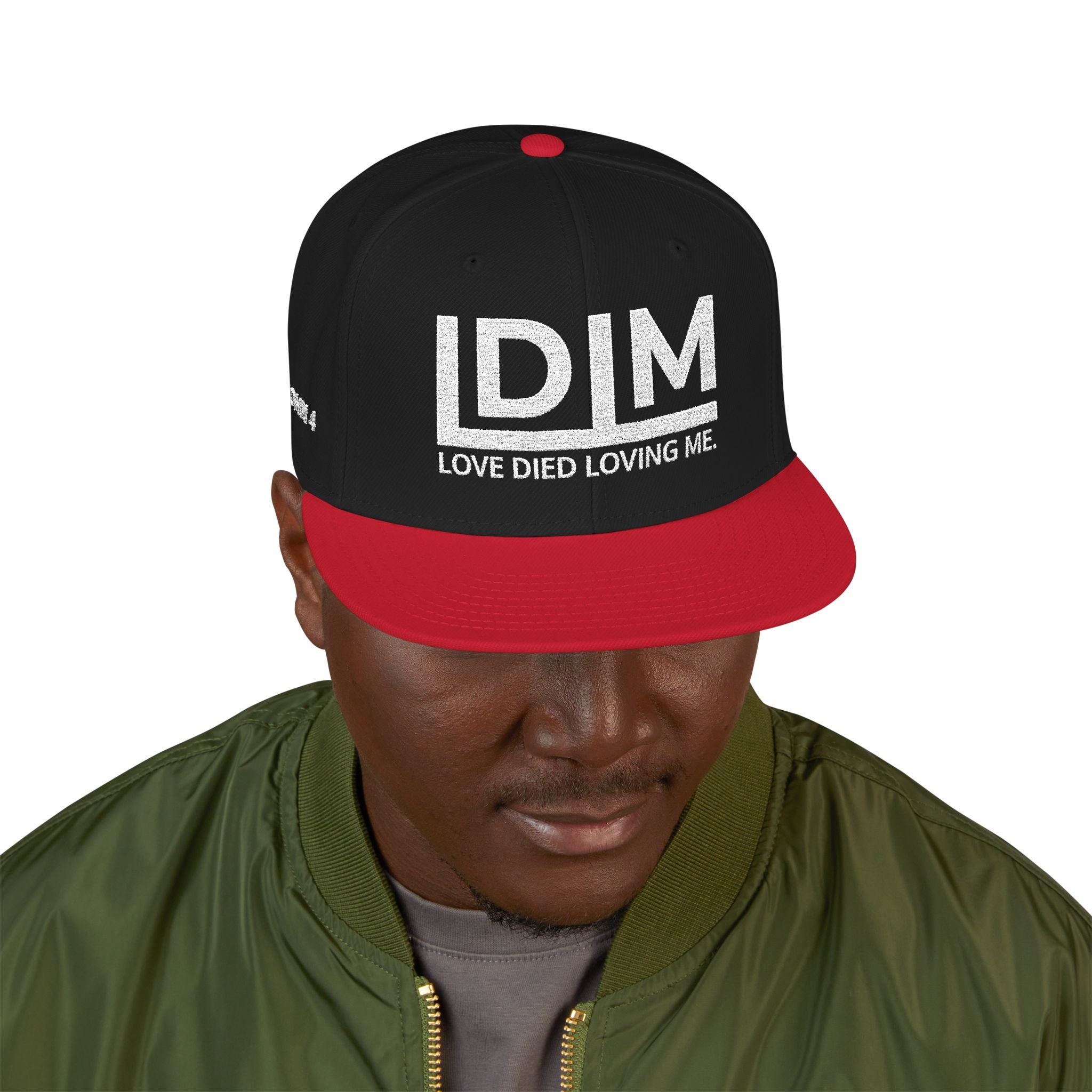 Love Died Loving Me - Embroidered Snapback Cap (White Logo)