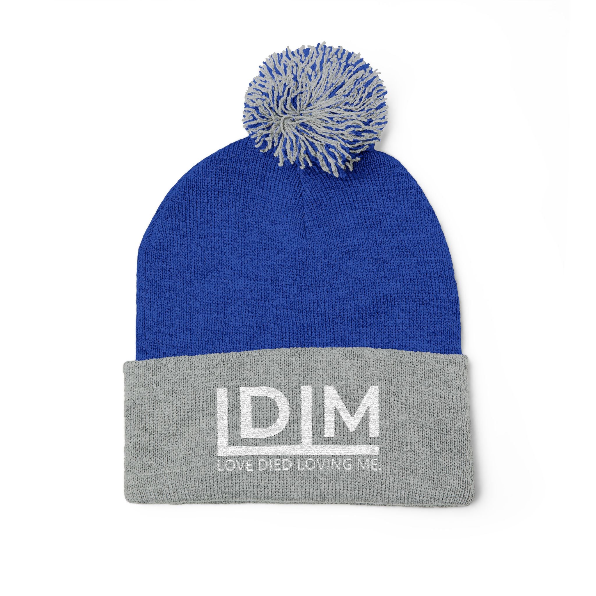 Love Died Loving Me - Embroidered Pom-Pom Beanie (White Logo)