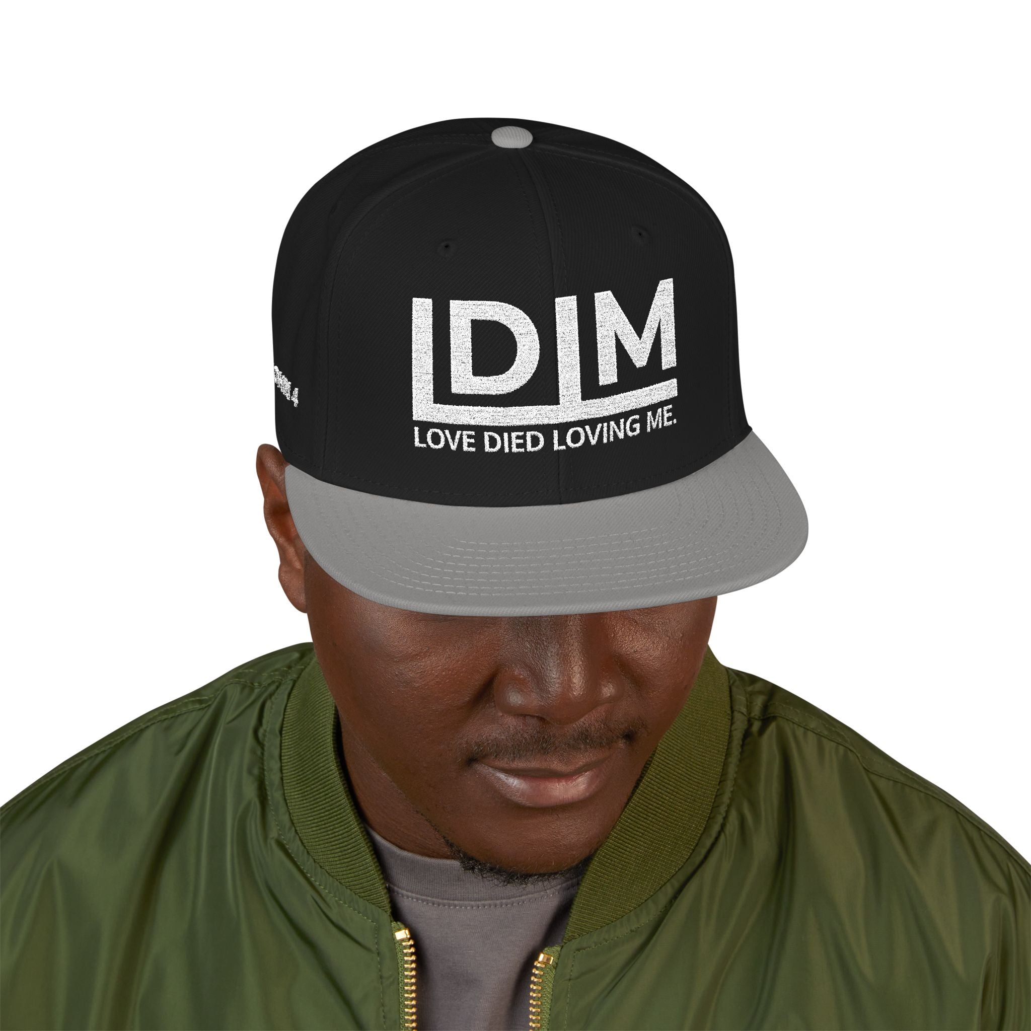 Love Died Loving Me - Embroidered Snapback Cap (White Logo)