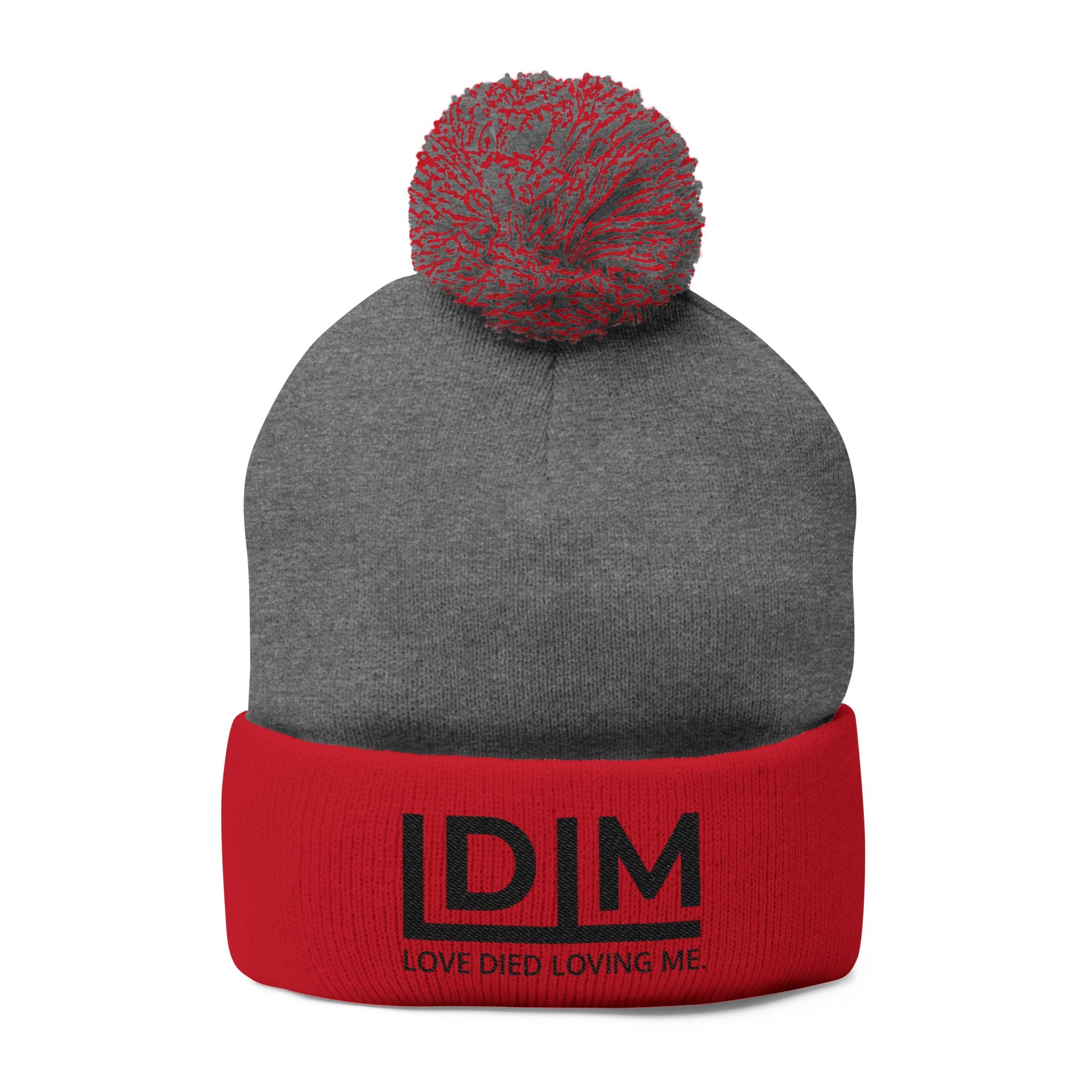 Love Died Loving Me - Embroidered Pom-Pom Beanie (Black Logo)
