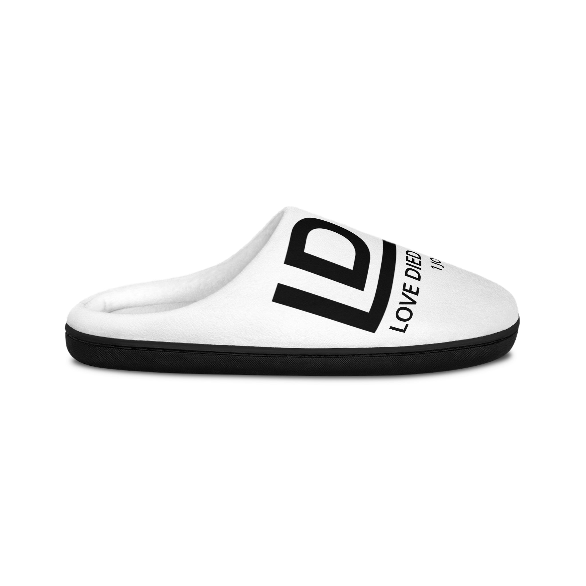 Love Died Loving Me - Men's House Slippers (White/Horiz Logo)