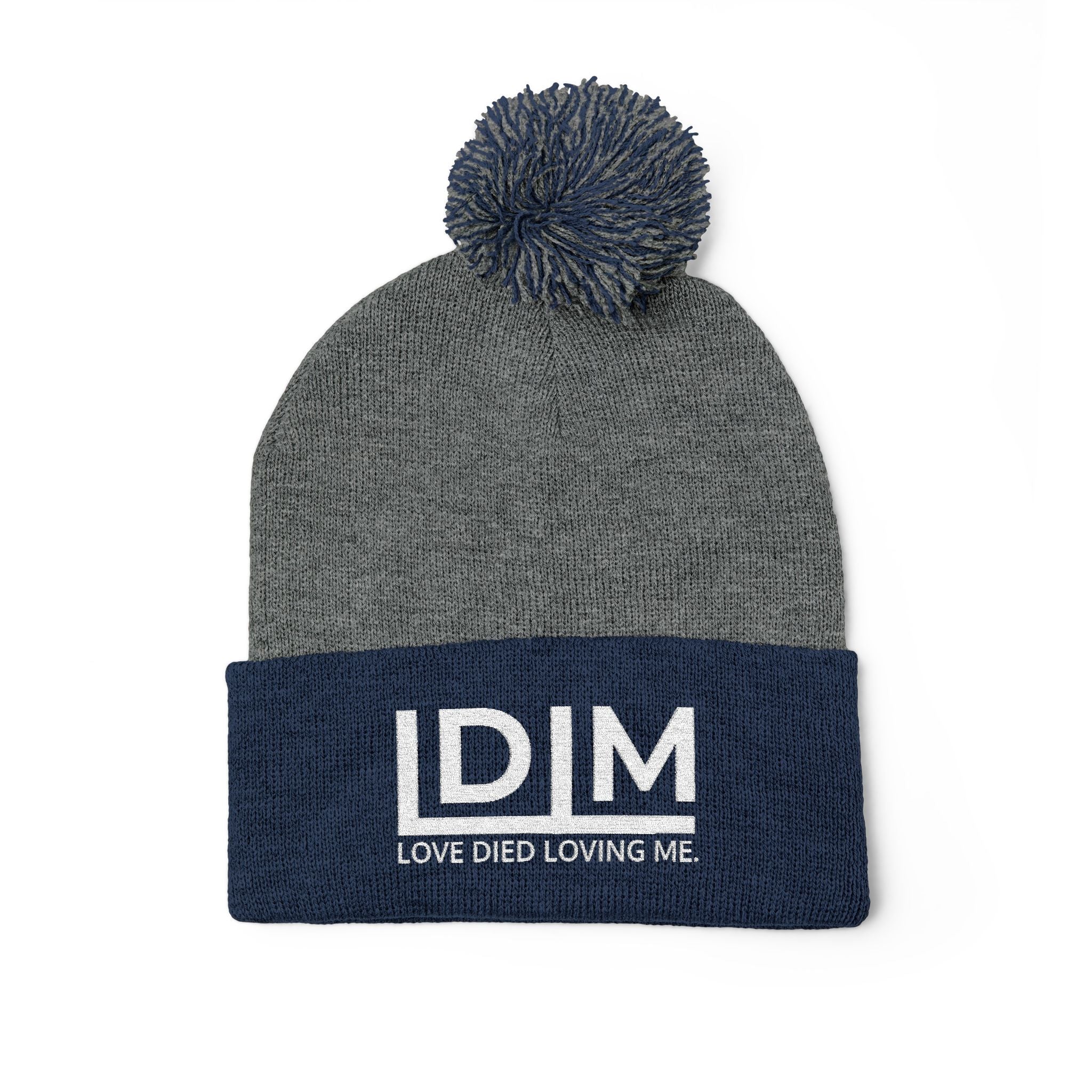 Love Died Loving Me - Embroidered Pom-Pom Beanie (White Logo)