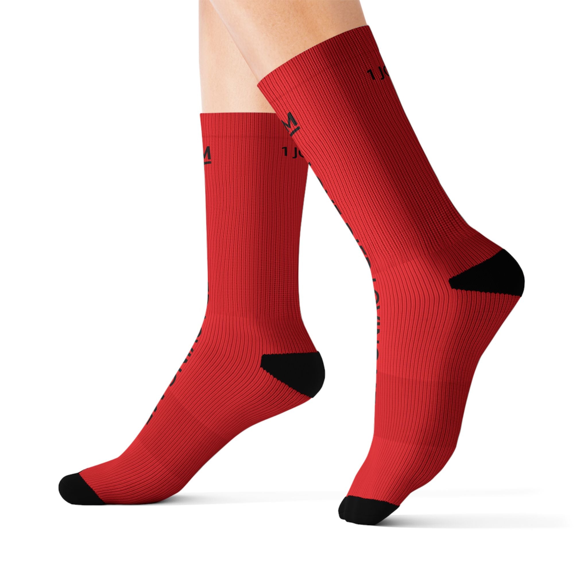 Love Died Loving Me - Sublimation Crew Socks (Red/Black)