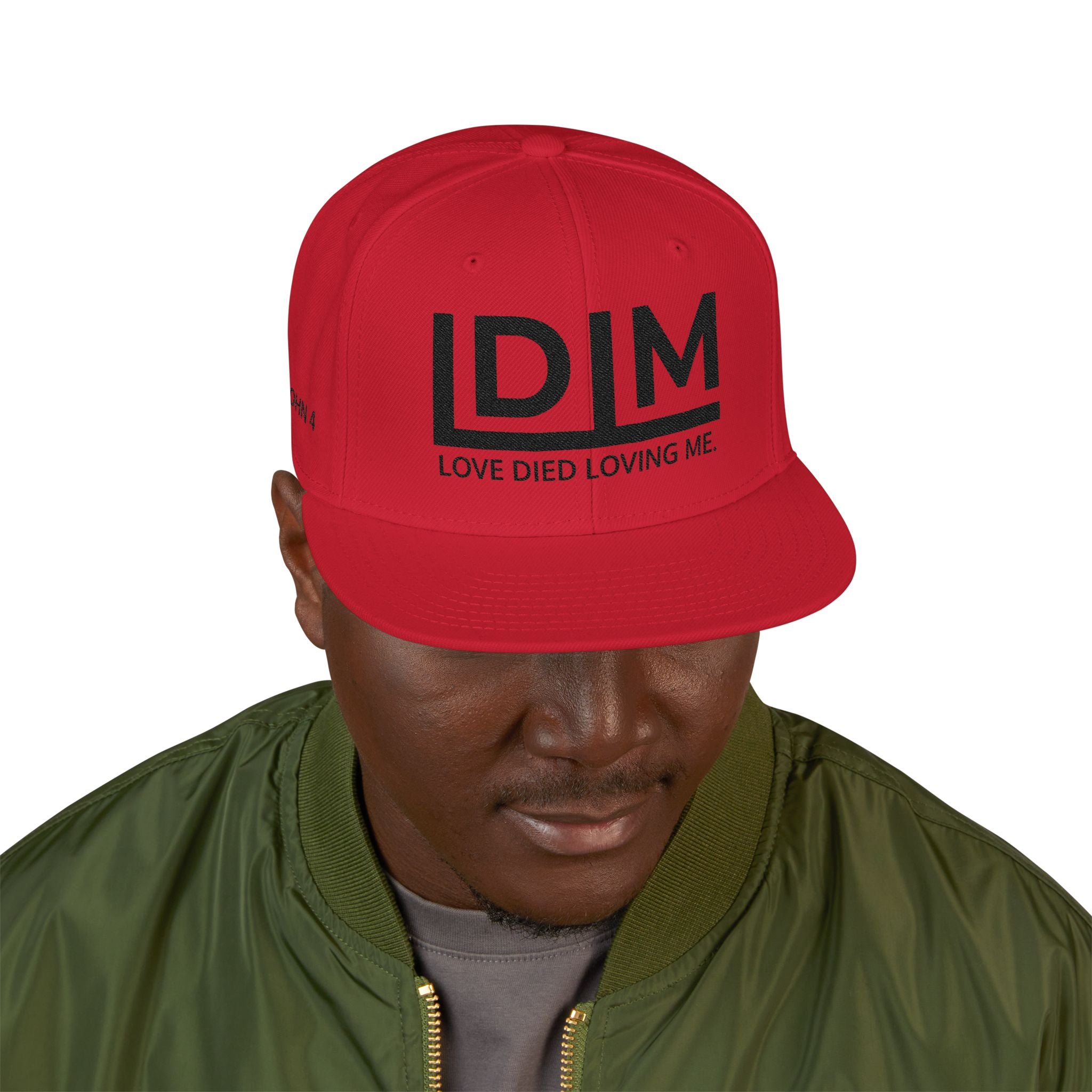 Love Died Loving Me - Embroidered Snapback Cap (Black Logo)