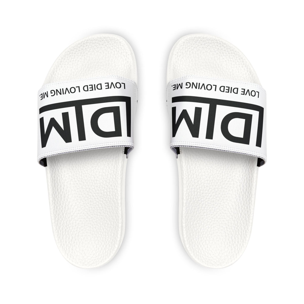Love Died Loving Me - Men's Removable-Strap Slides (White)