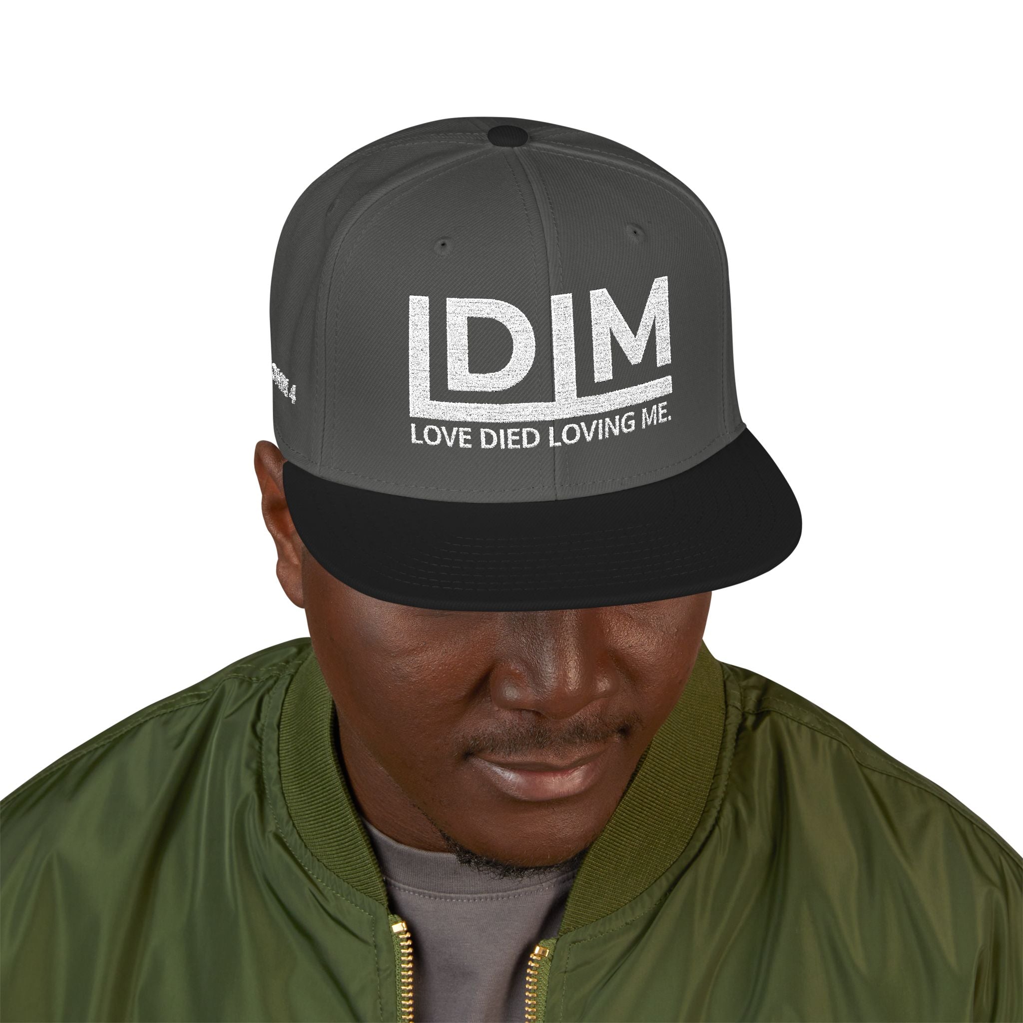 Love Died Loving Me - Embroidered Snapback Cap (White Logo)