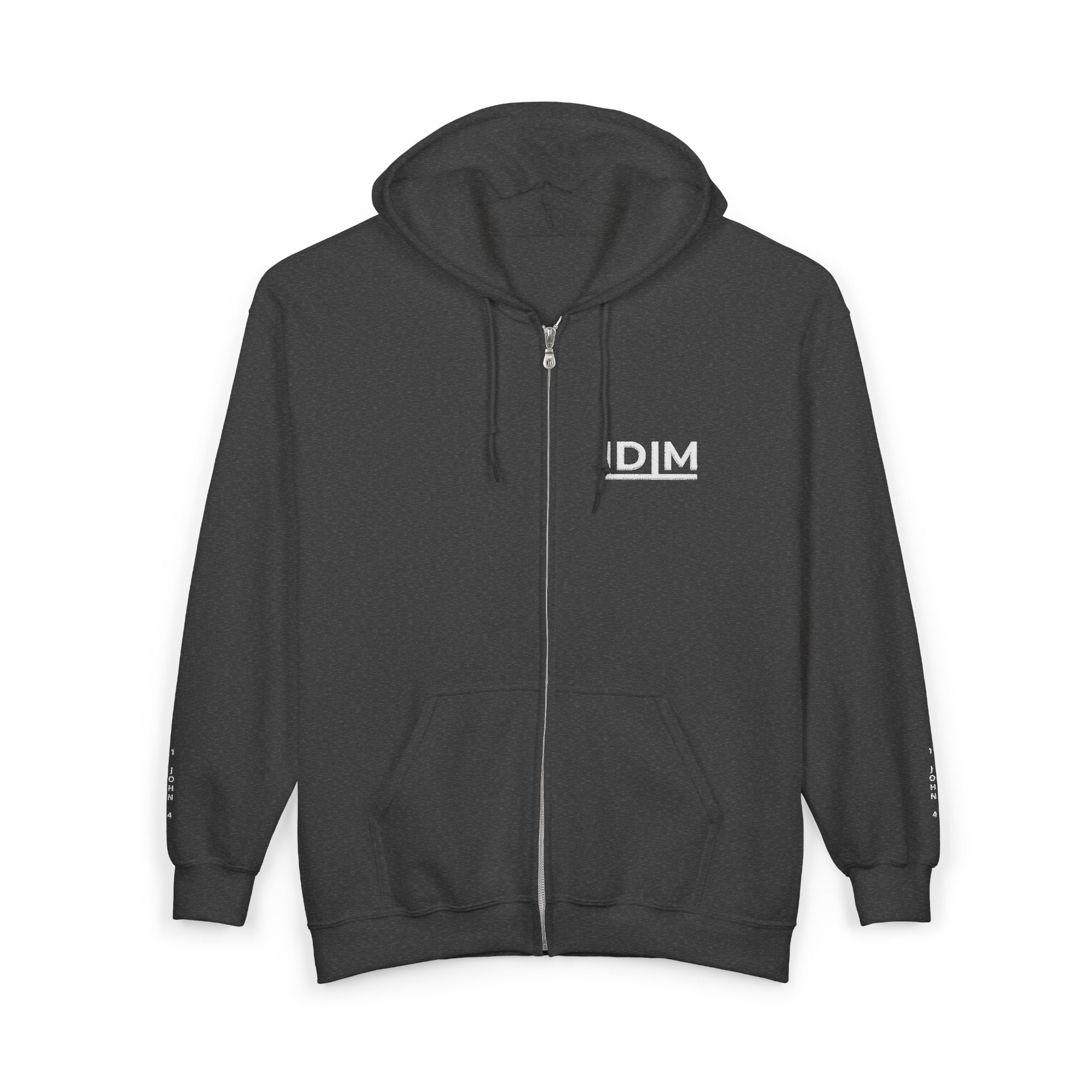 Love Died Loving Me - Embroidered Unisex Zip Hoodie (White Logo)