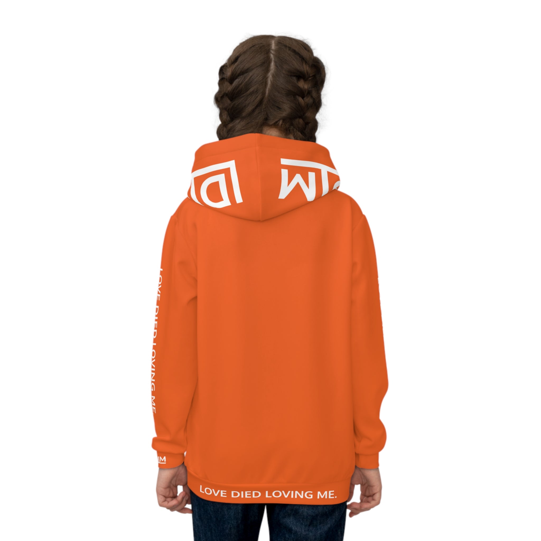 Love Died Loving Me - Kids Hoodie (Orange/White)