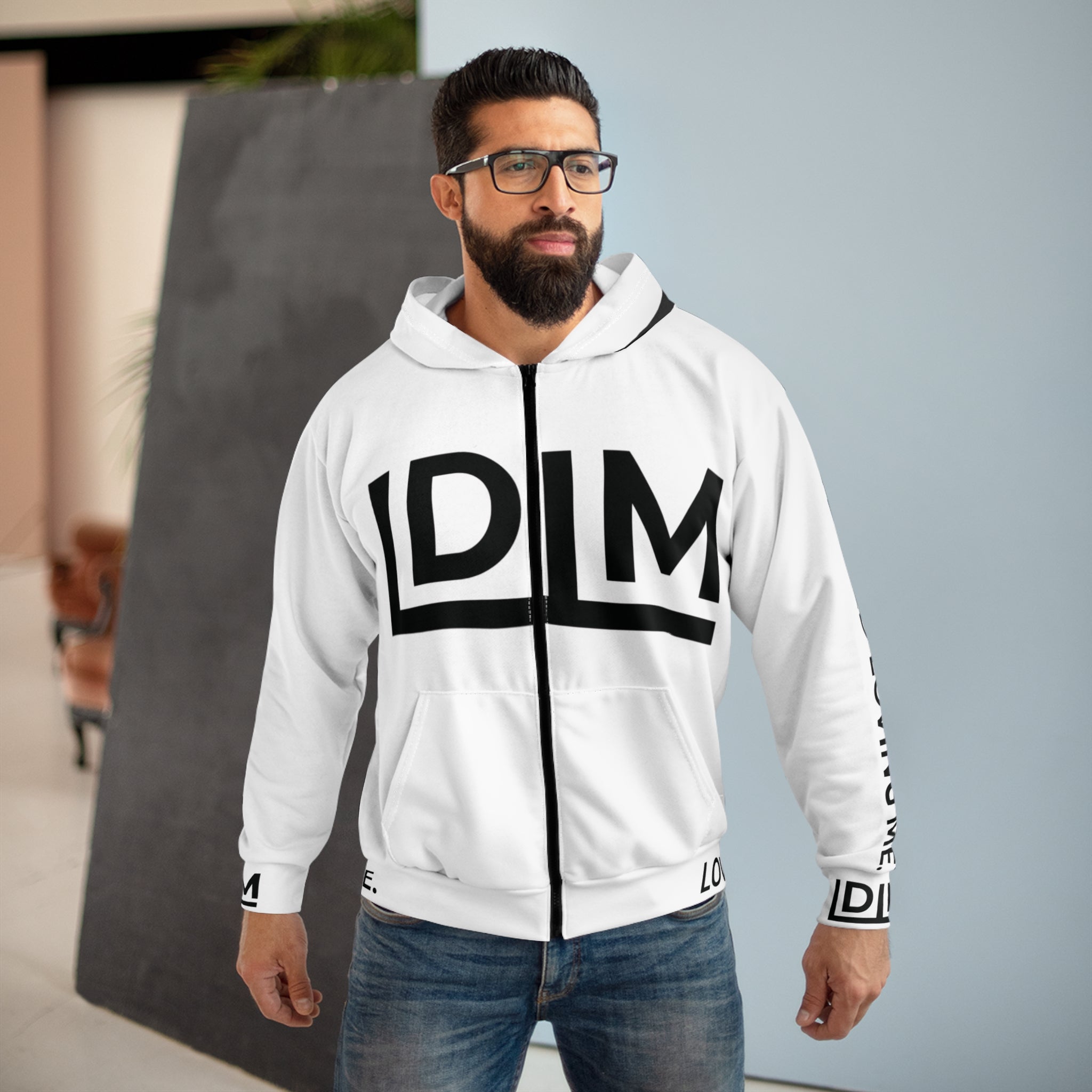 Love Died Loving Me - Unisex Horiz Logo Zip Jacket (White)