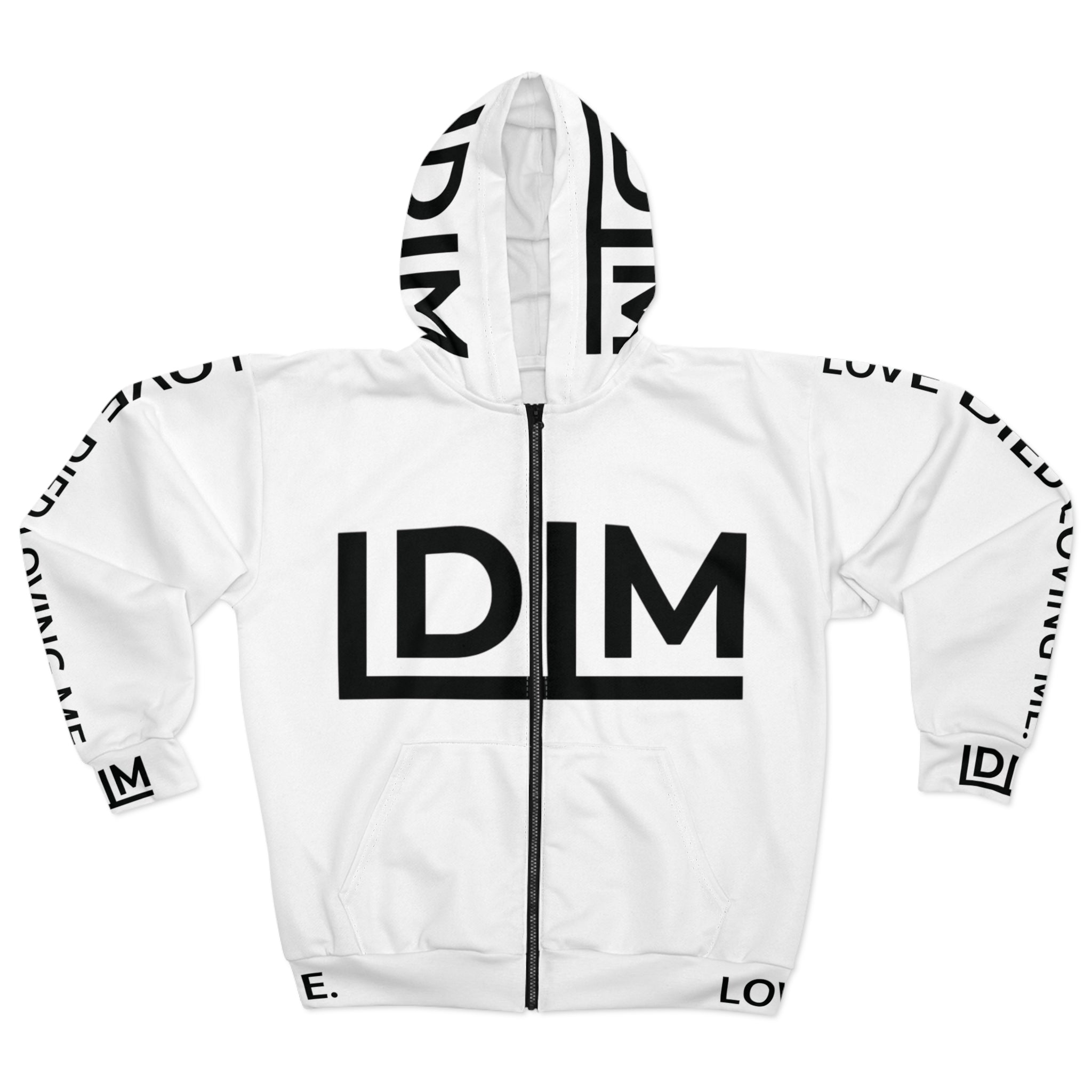 Love Died Loving Me - Unisex Horiz Logo Zip Jacket (White)