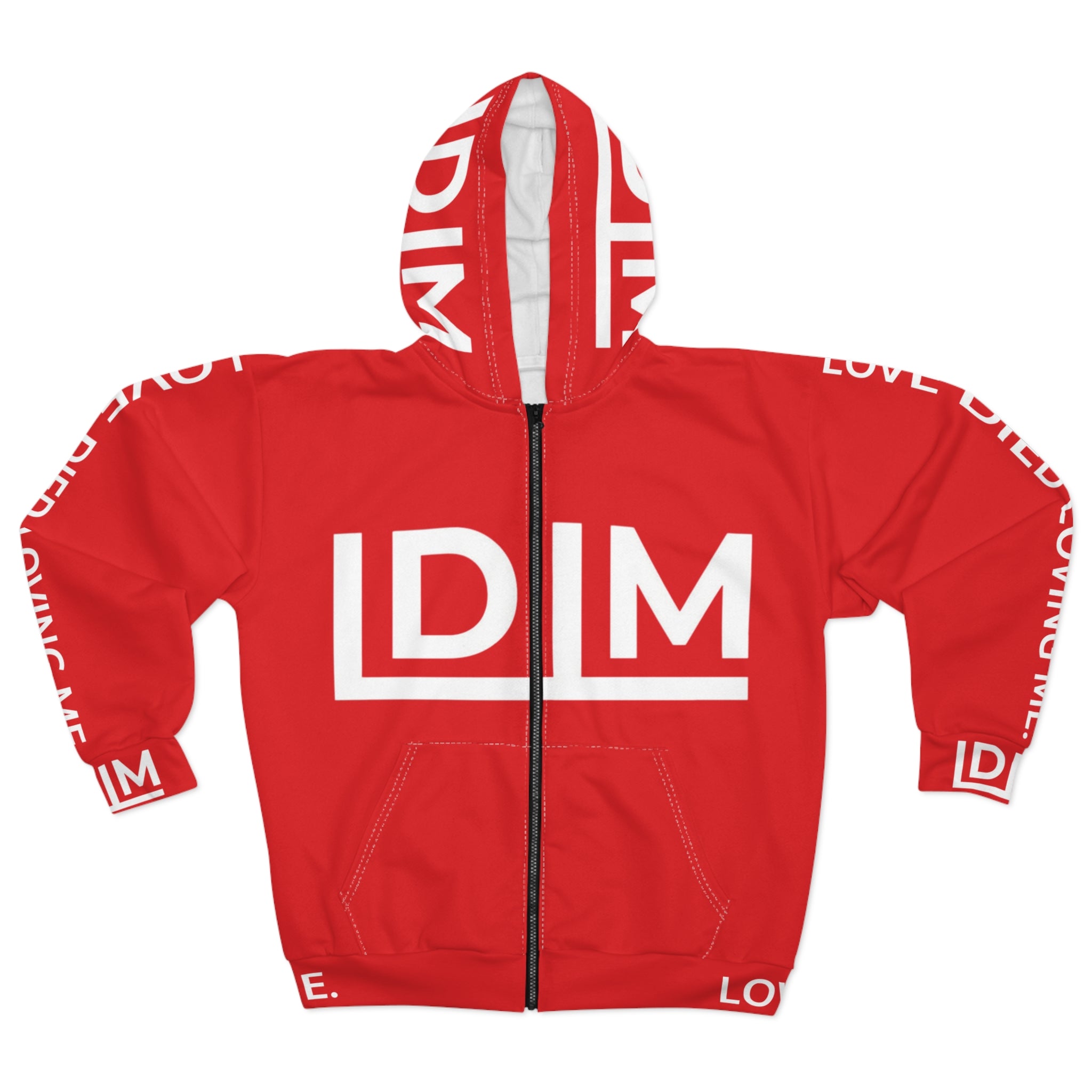 Love Died Loving Me - Unisex Horiz Logo Zip Jacket (Red/White)