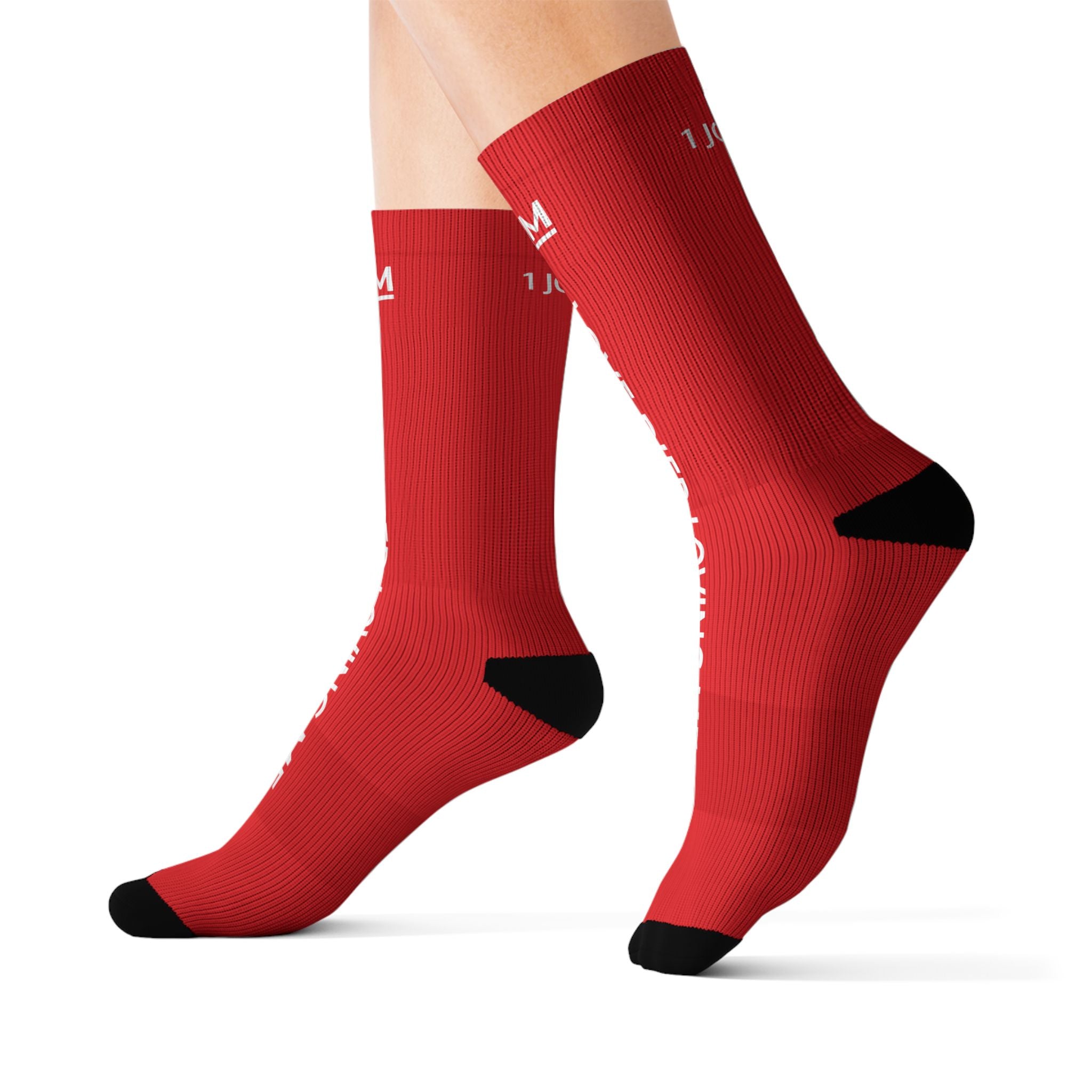 Love Died Loving Me - Sublimation Crew Socks (Red/White)