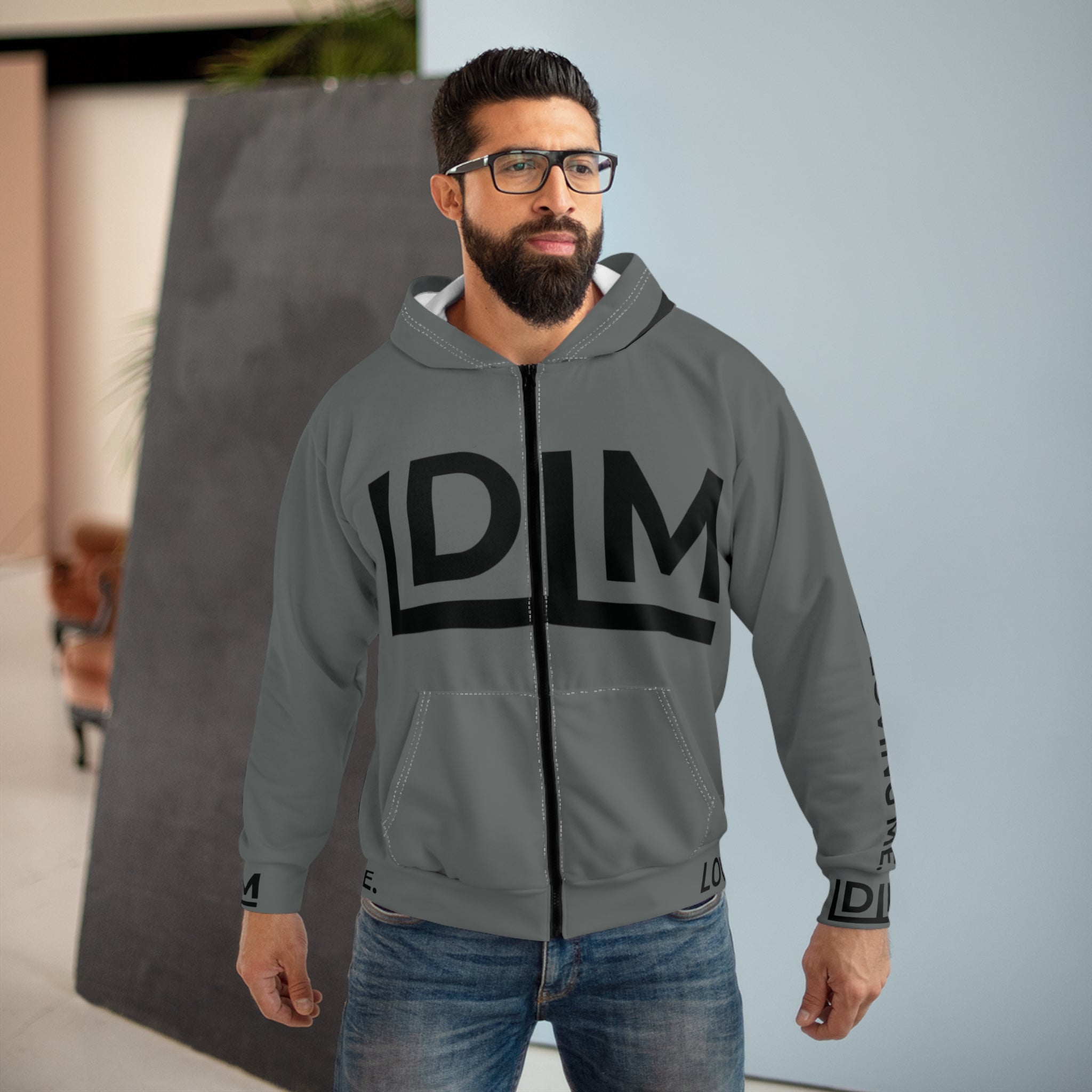 Love Died Loving Me - Unisex Horiz Logo Zip Jacket (Grey/Black)