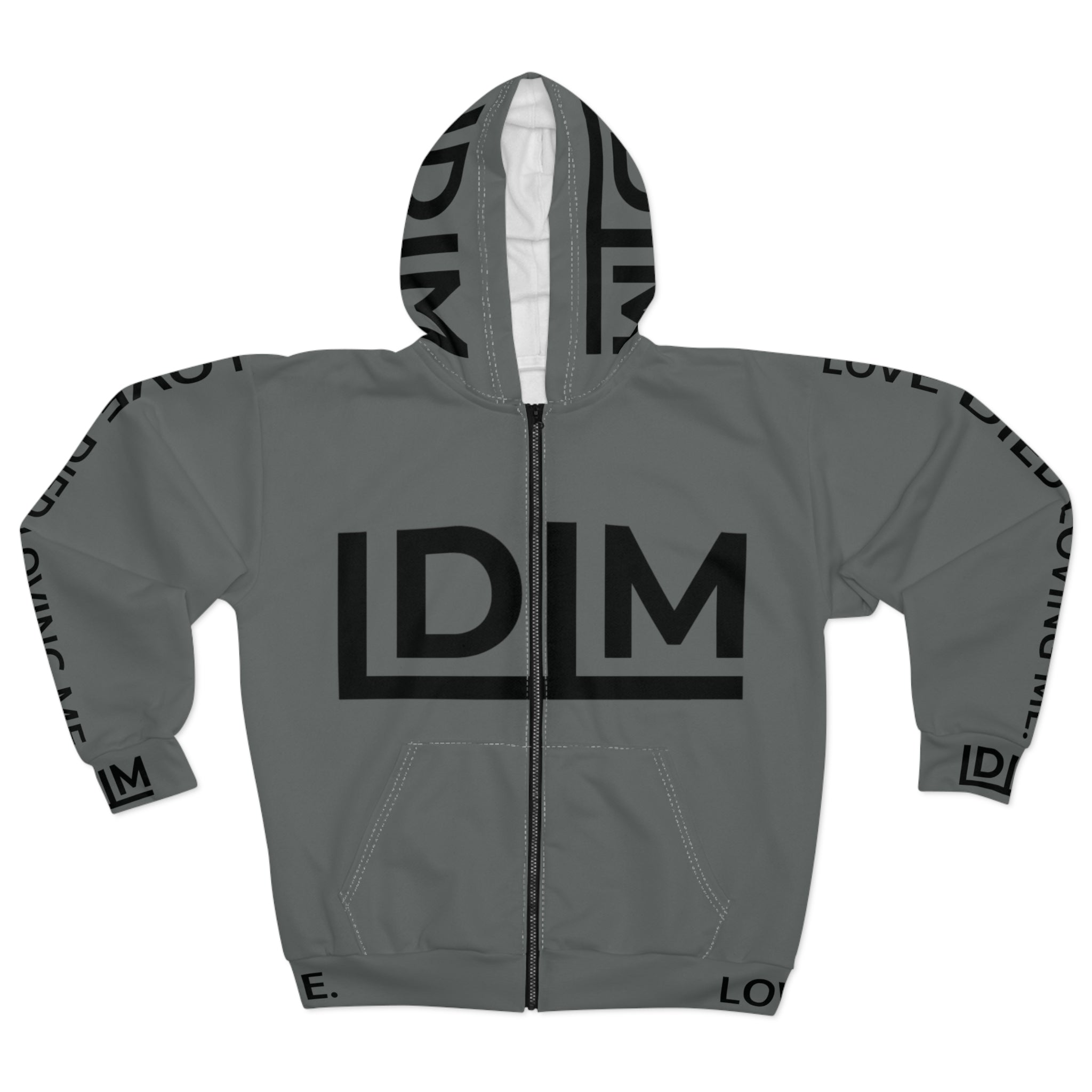 Love Died Loving Me - Unisex Horiz Logo Zip Jacket (Grey/Black)