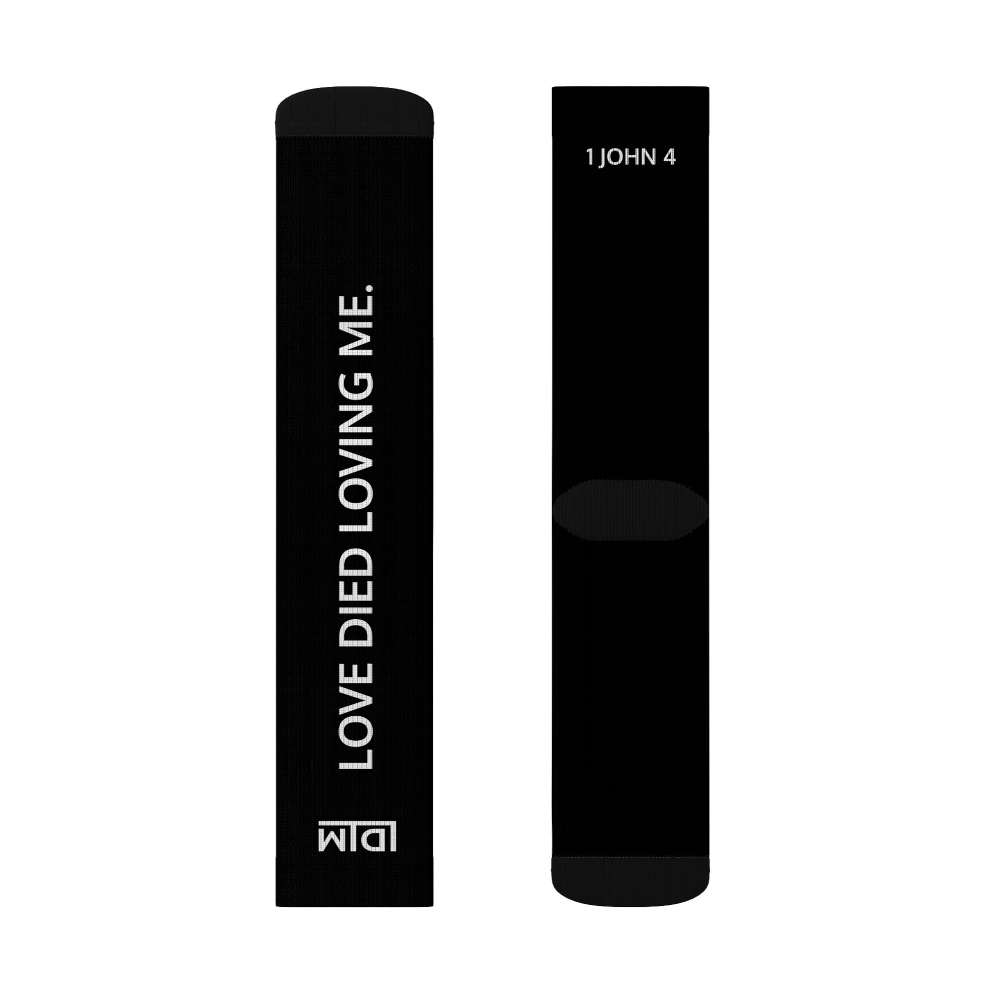 Love Died Loving Me - Sublimation Crew Socks (Black)