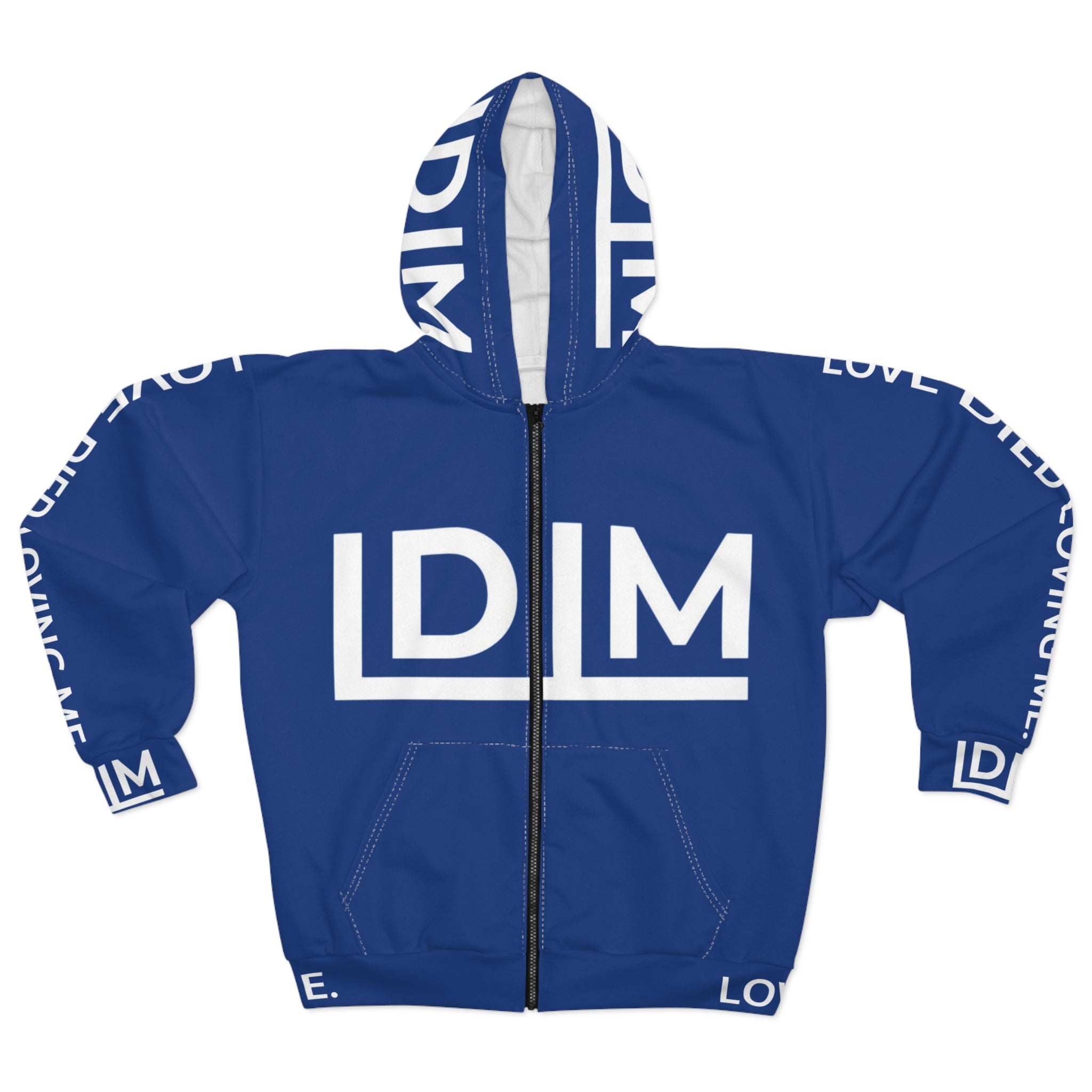 Love Died Loving Me - Unisex Horiz Logo Zip Jacket (Royal Blue/White)