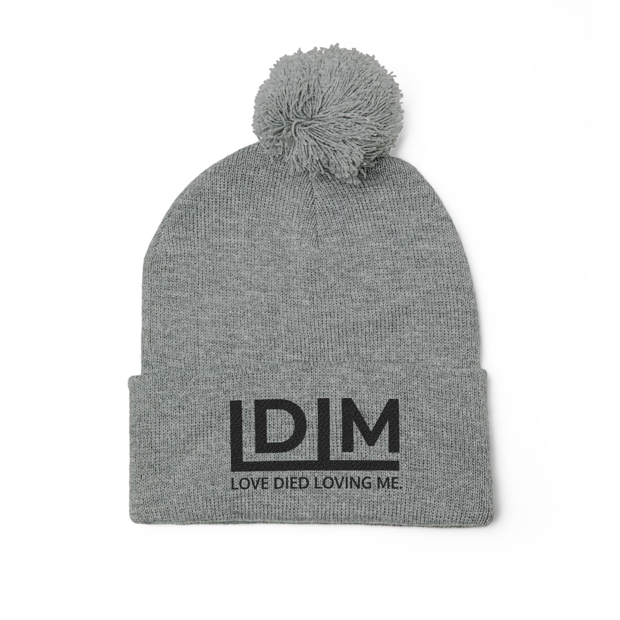 Love Died Loving Me - Embroidered Pom-Pom Beanie (Black Logo)