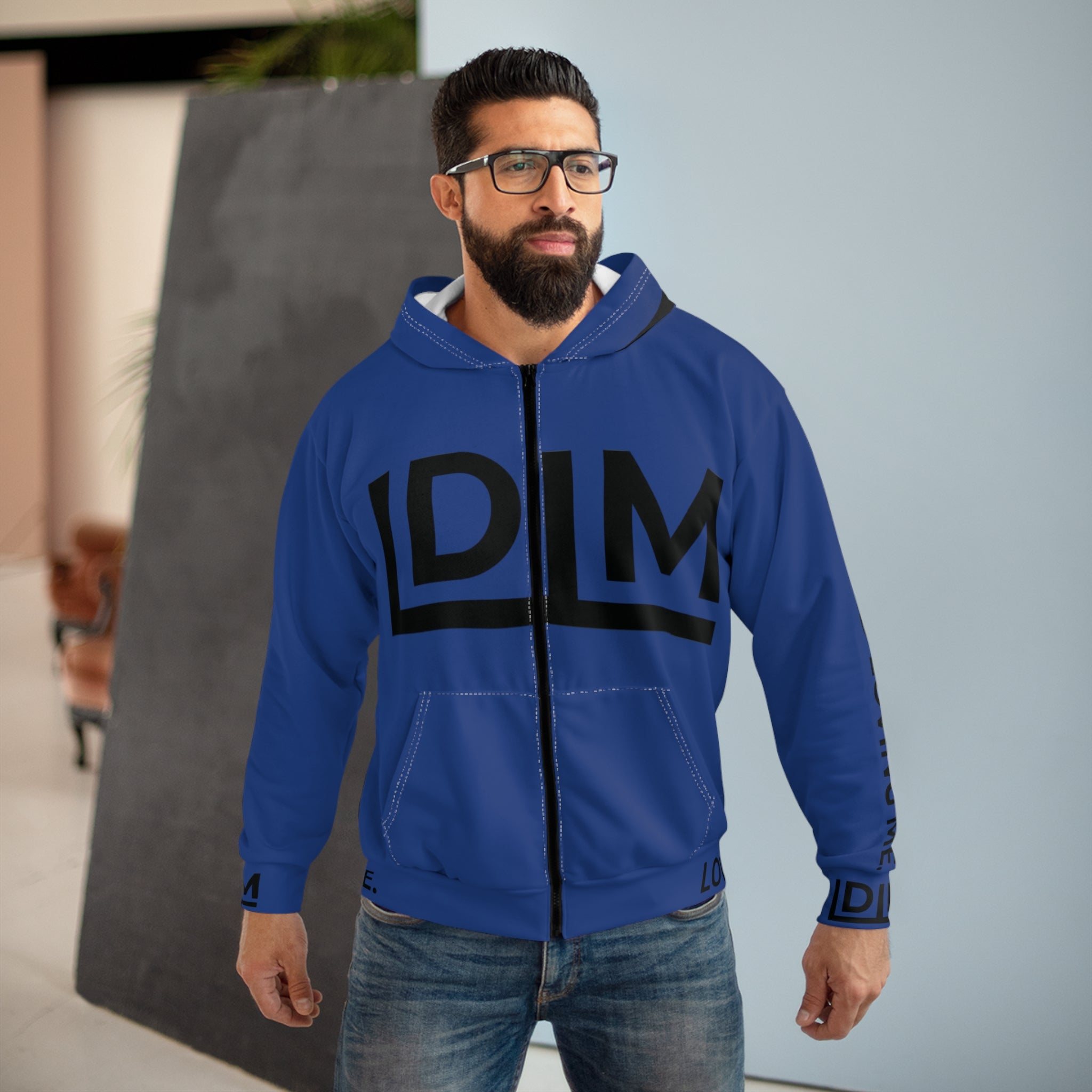 Love Died Loving Me - Unisex Horiz Logo Zip Jacket (Royal Blue/Black)