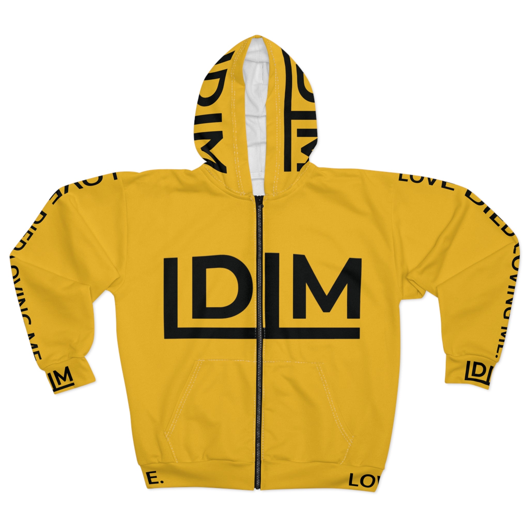 Love Died Loving Me - Unisex Horiz Logo Zip Jacket (Gold/Black)