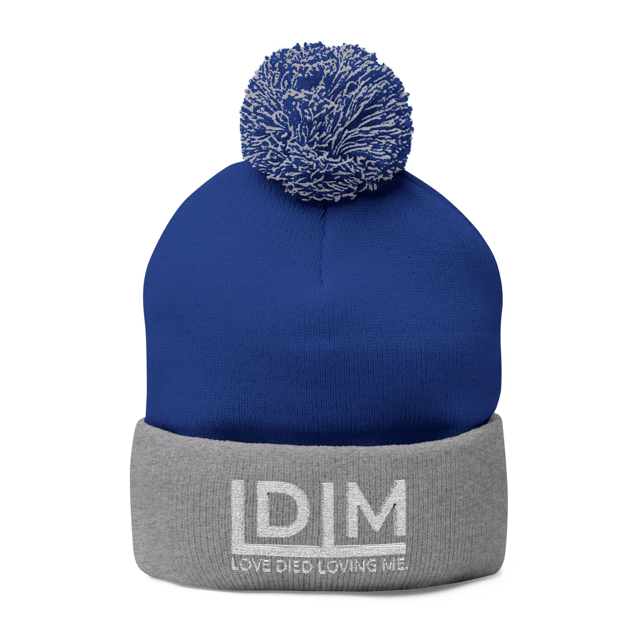 Love Died Loving Me - Embroidered Pom-Pom Beanie (White Logo)