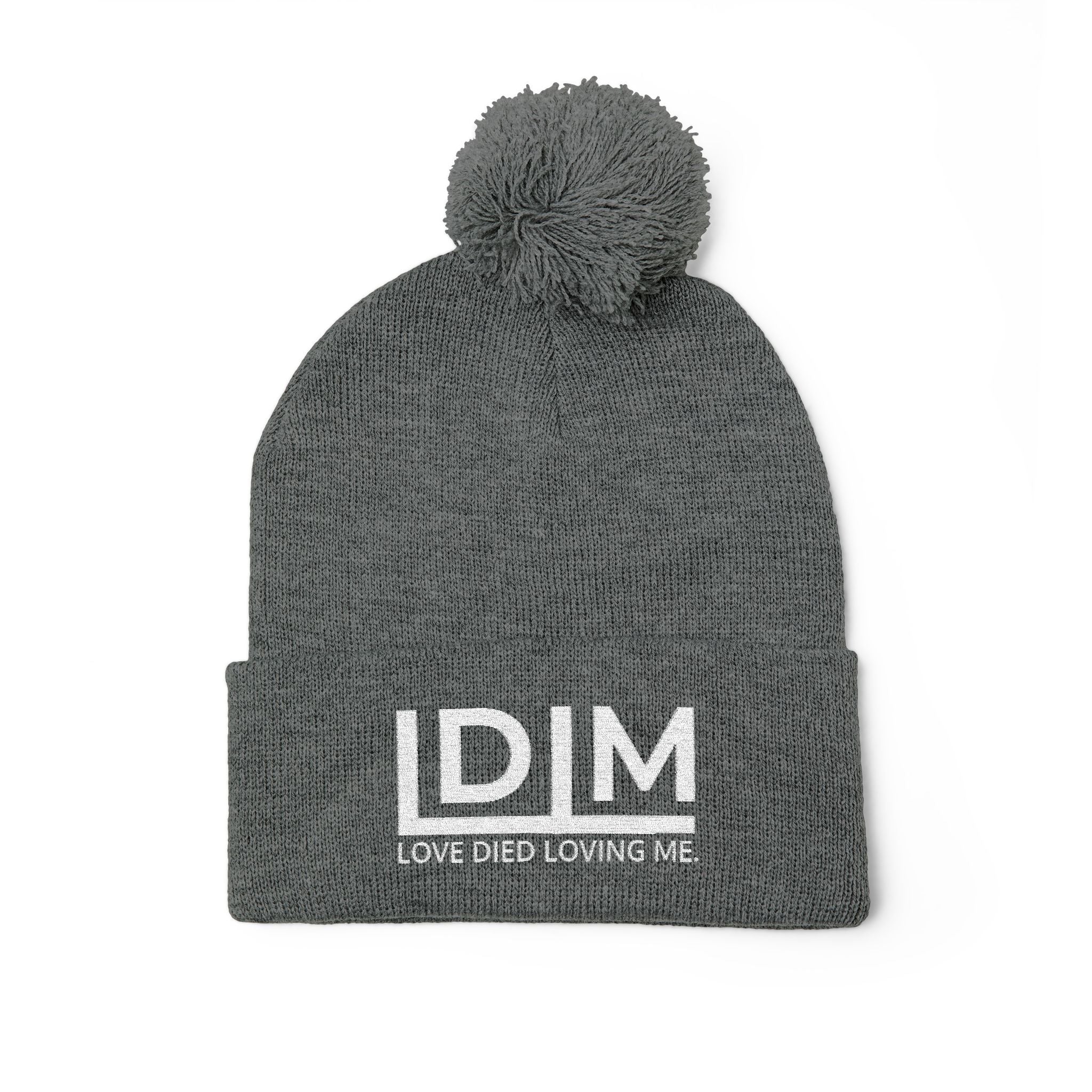 Love Died Loving Me - Embroidered Pom-Pom Beanie (White Logo)
