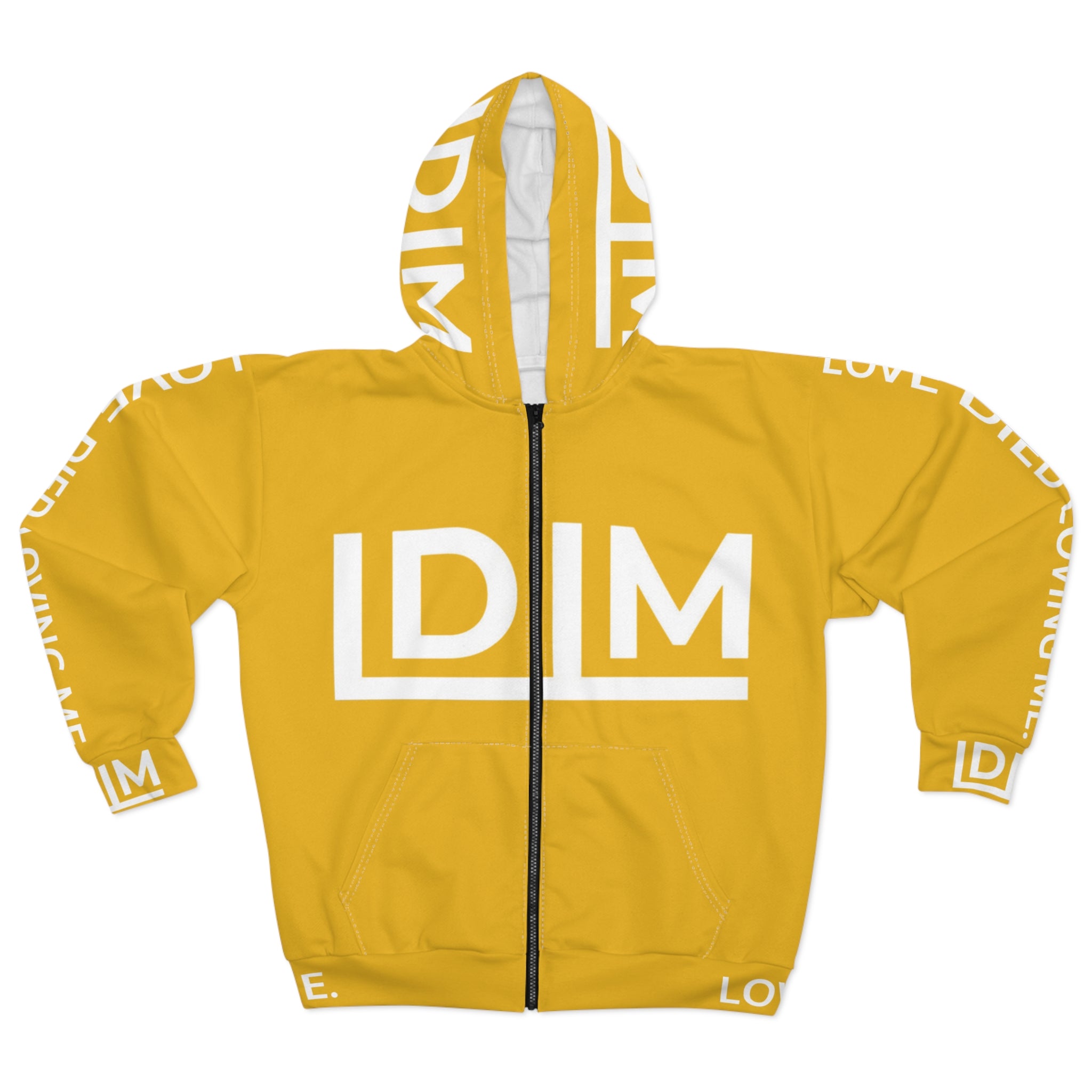 Love Died Loving Me - Unisex Horiz Logo Zip Jacket (Gold/White)