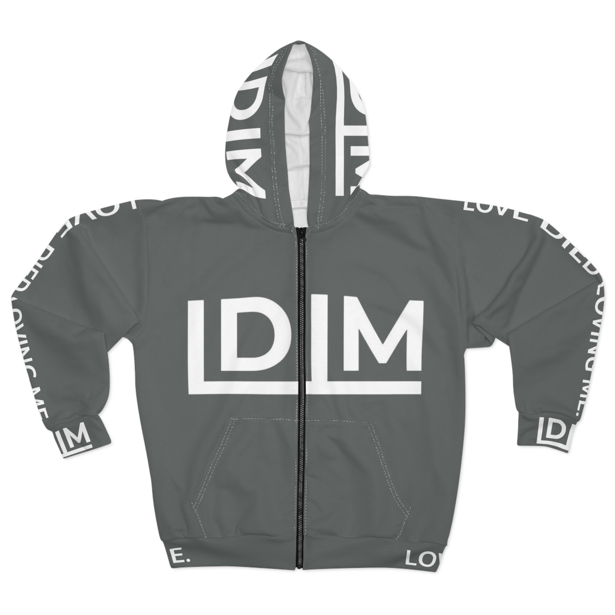 Love Died Loving Me - Unisex Horiz Logo Zip Jacket (Grey/White)