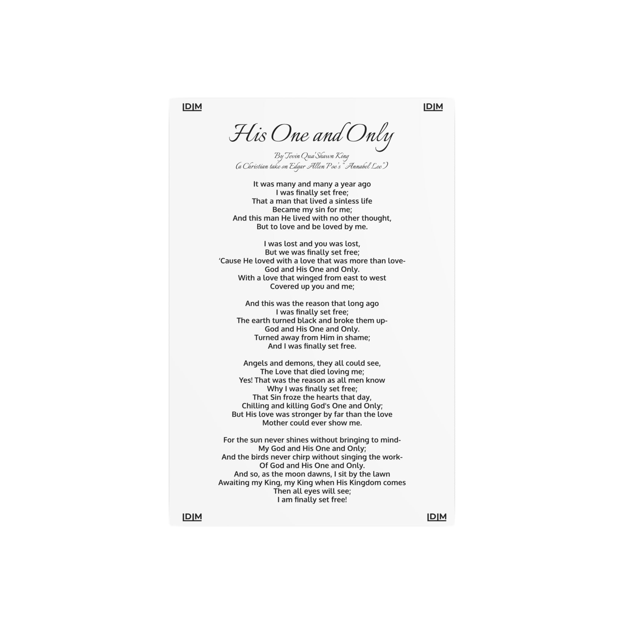 "His One and Only" Metal Wall Art (White)